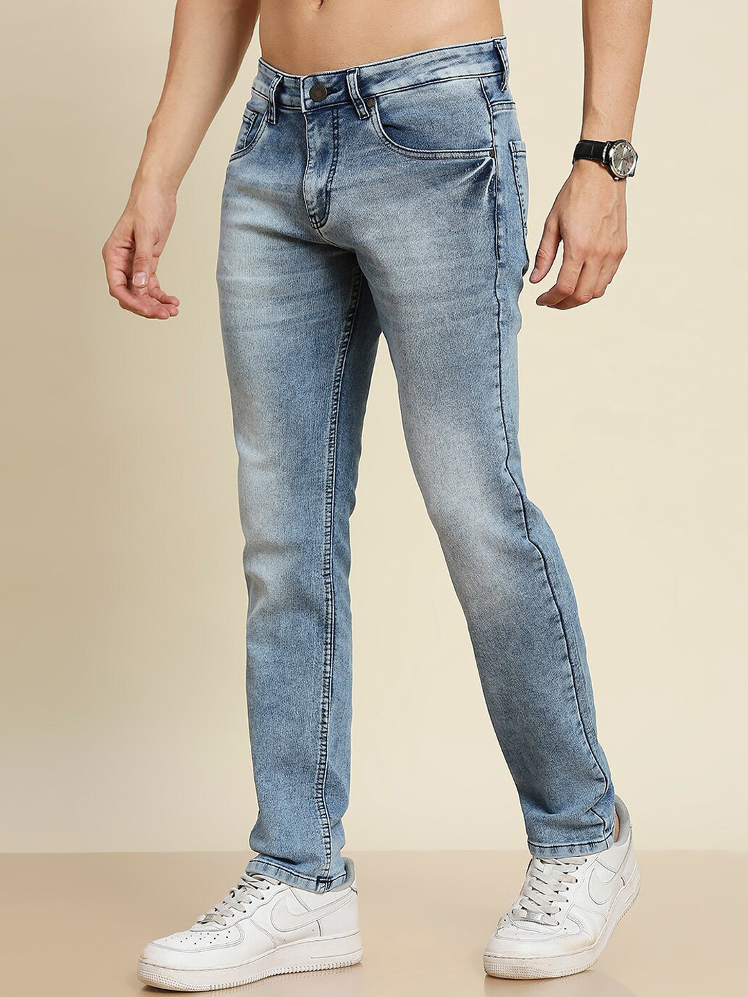 Moda Rapido Men Blue Smart Slim Fit Heavy Fade Stretchable Jeans