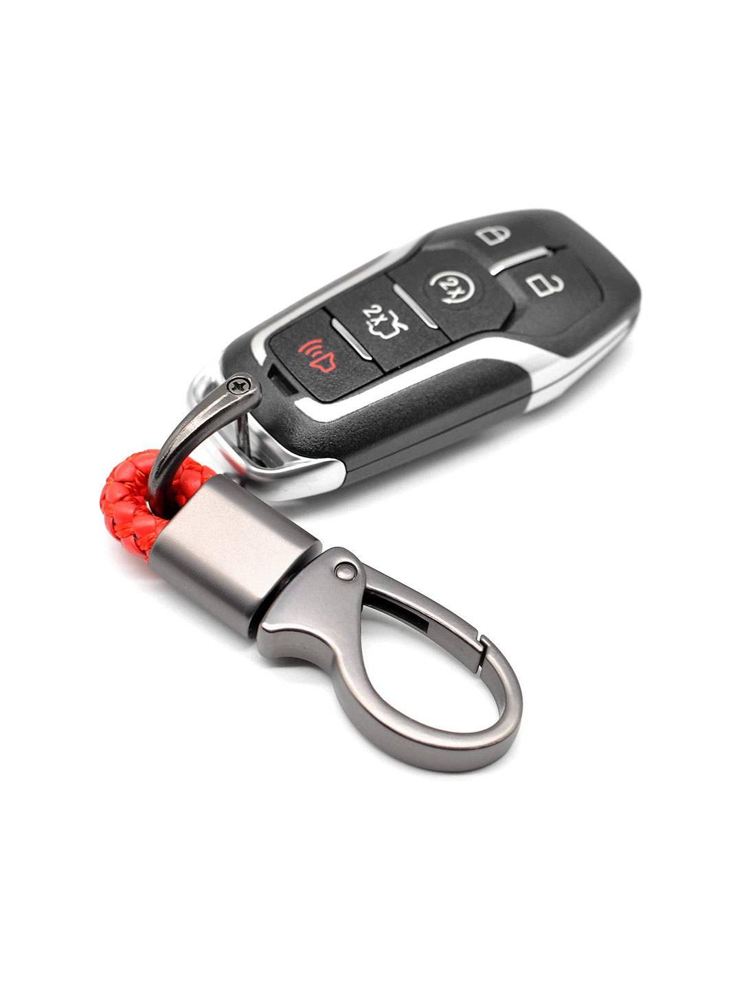 CONTACTS Braided Key Chain Leather Strap Keyring