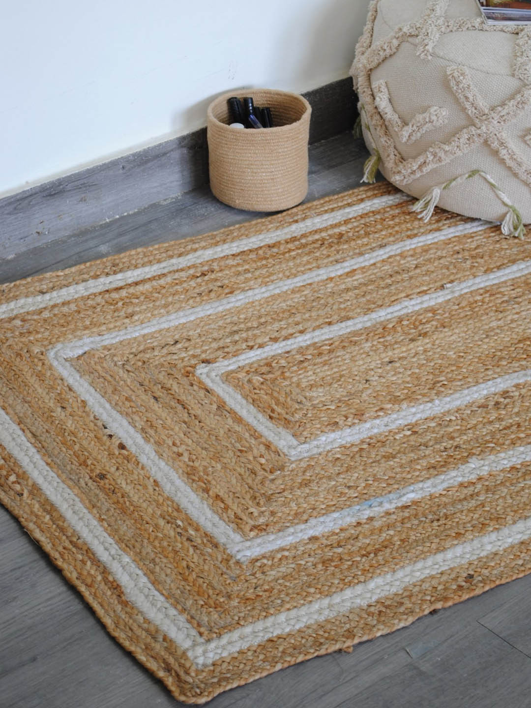 Art Avenue Breton Beige & White Braided Jute Recycled Rectangular Rug