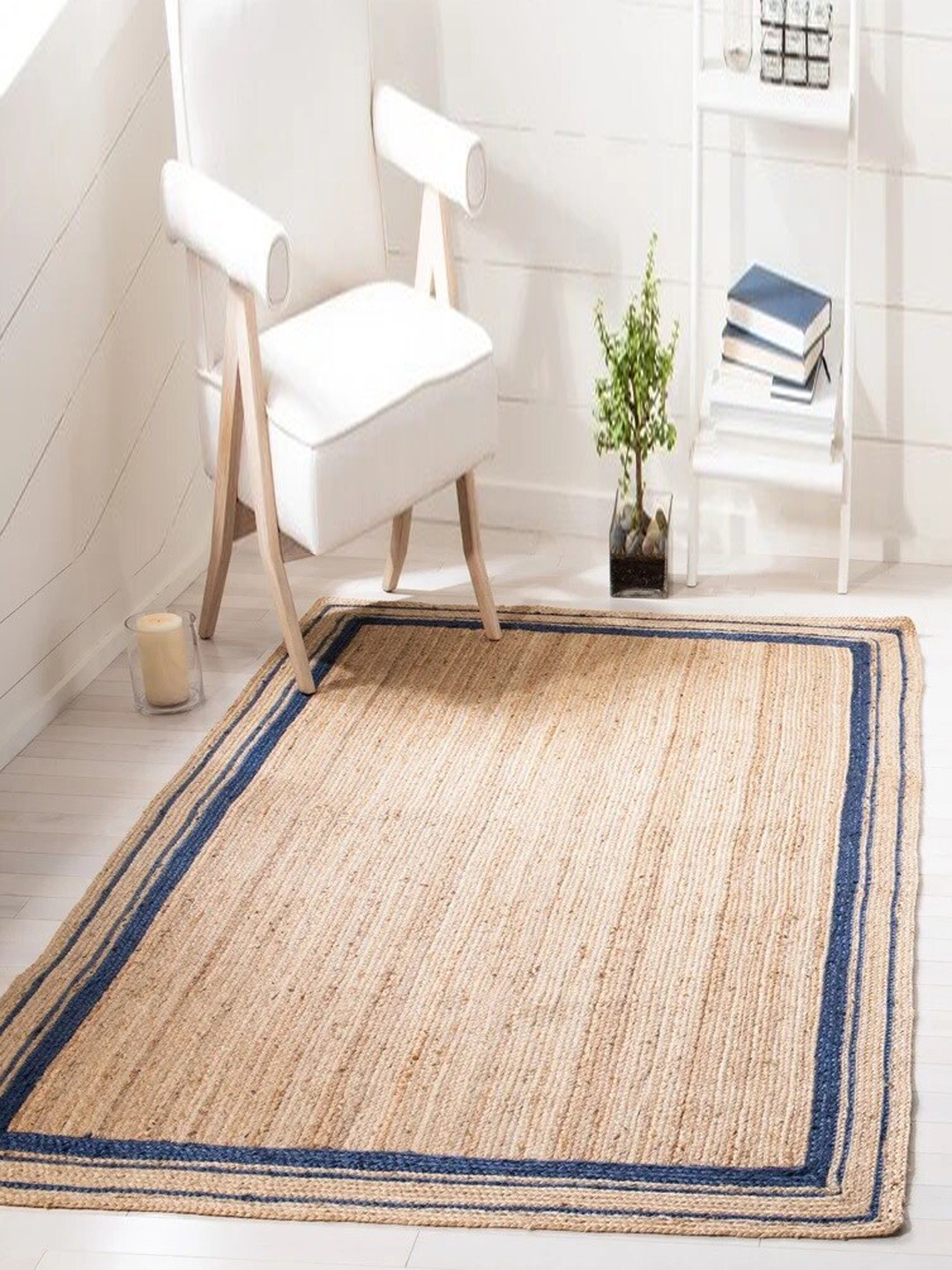 Art Avenue Steps Brown & Blue Braided Jute Rectangular Rug