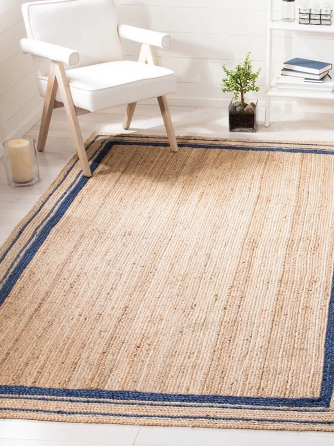 Art Avenue Steps Brown & Blue Braided Jute Rectangular Rug