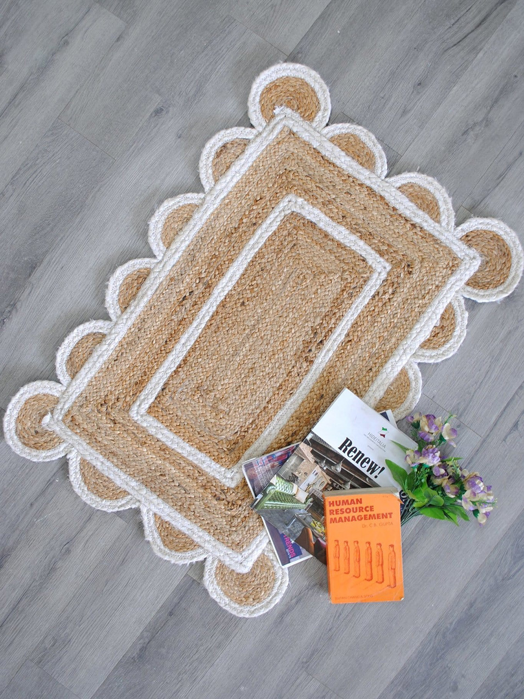 Art Avenue Nephron Beige & White Braided Jute Rectangular Rug