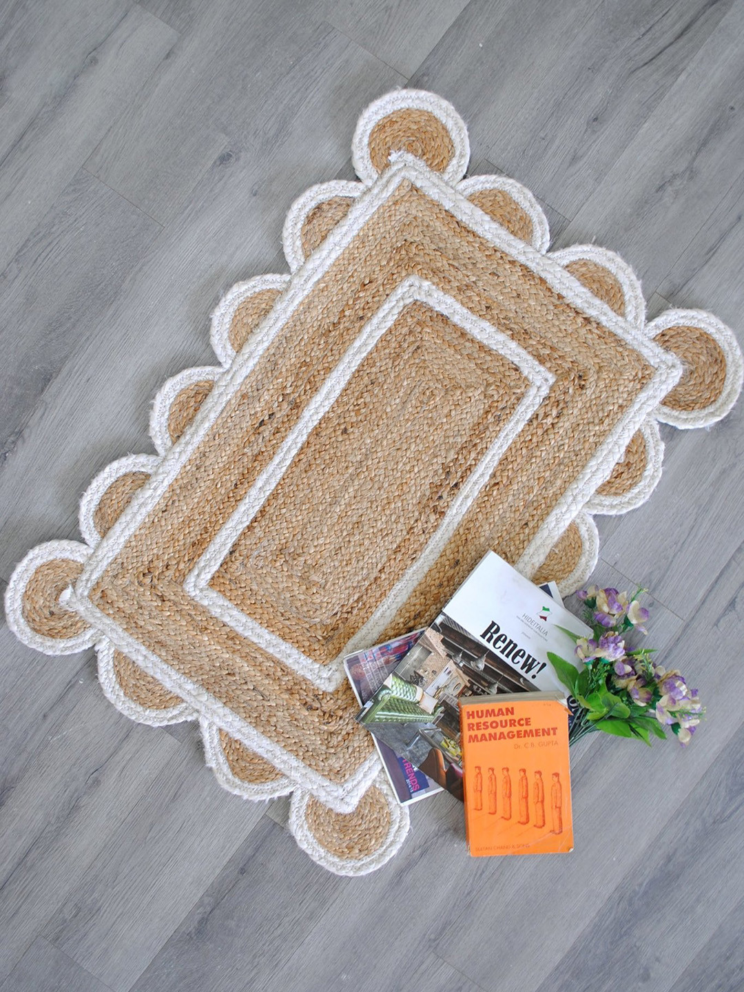 Art Avenue Nephron Beige & White Braided Jute Rectangular Rug