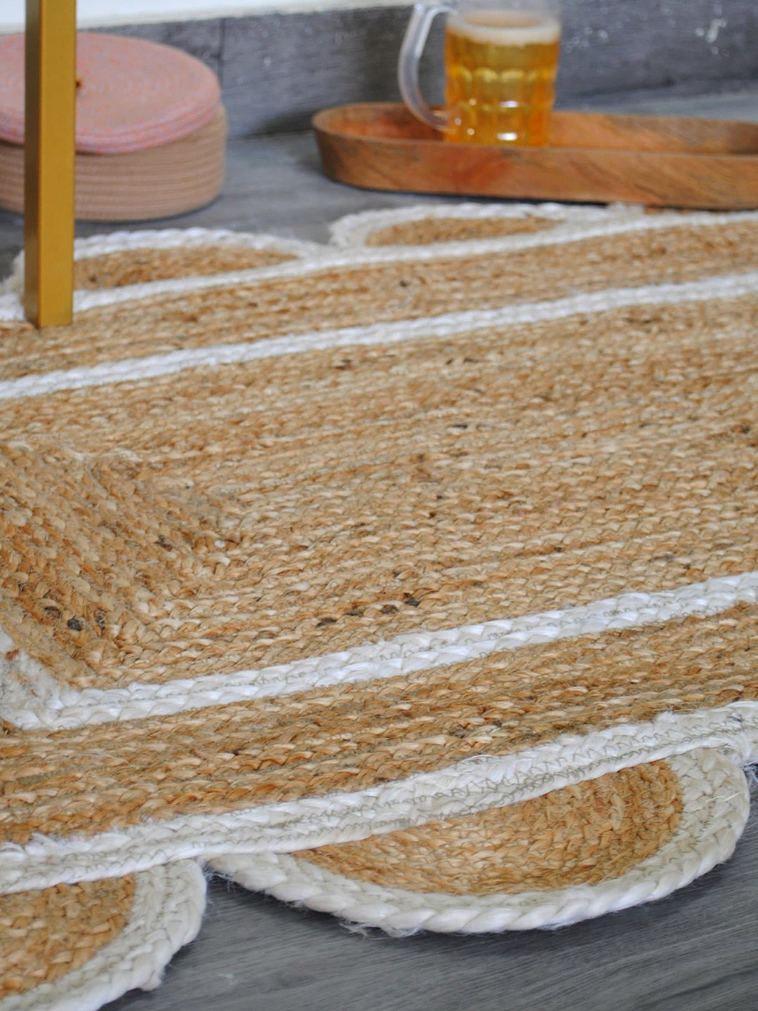 Art Avenue Nephron Brown & White Braided Jute Rectangular Rug