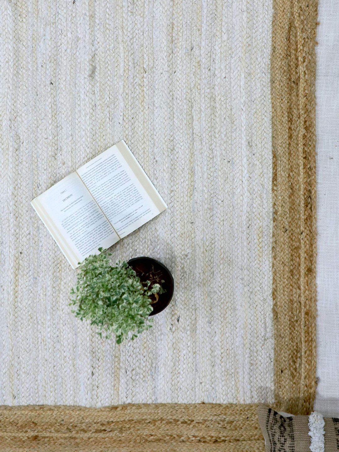 Art Avenue Empty Brown & White Braided Jute Rectangular Rug