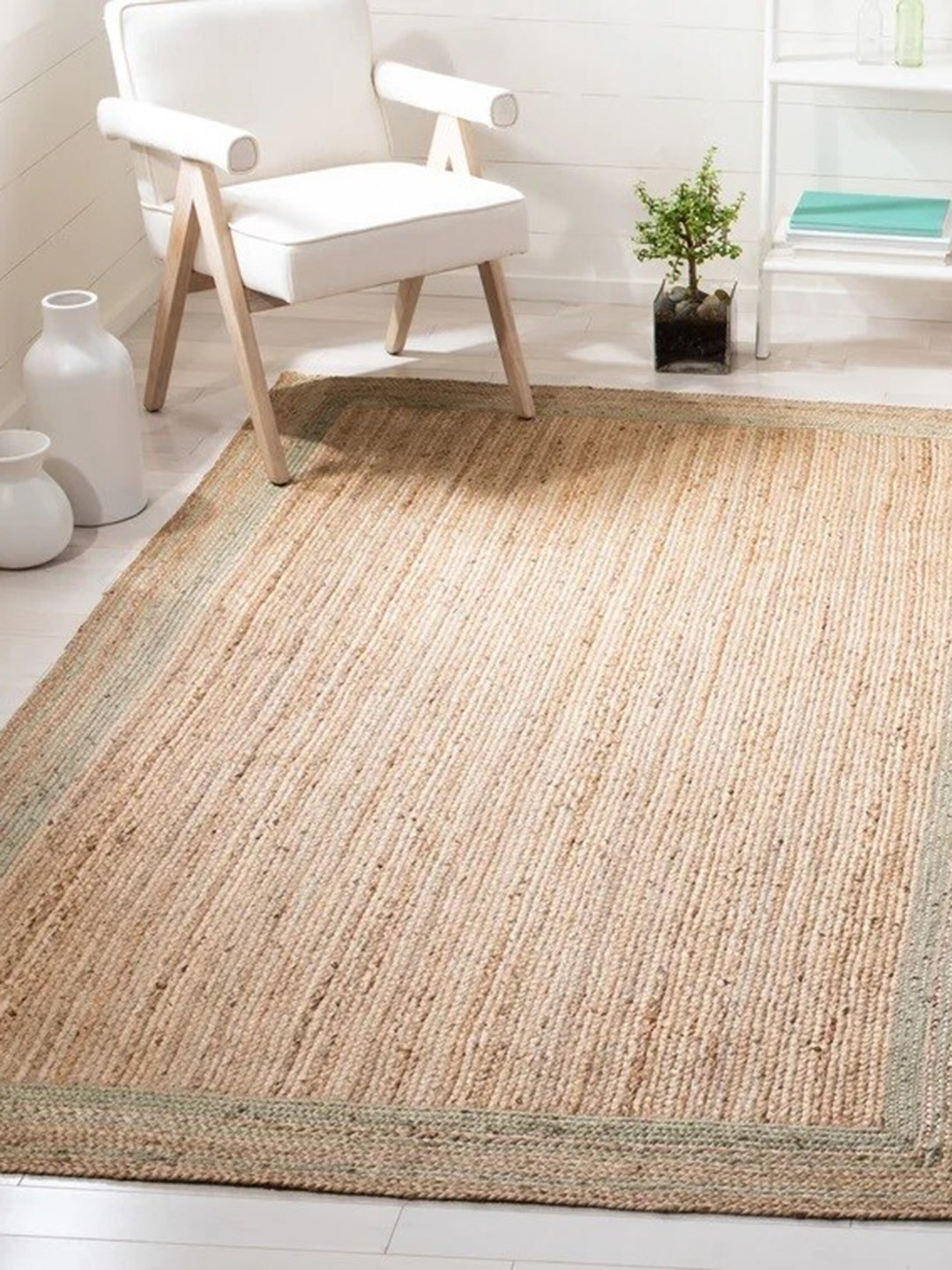 Art Avenue Sisal Brown & Green Braided Jute Rectangular Rug