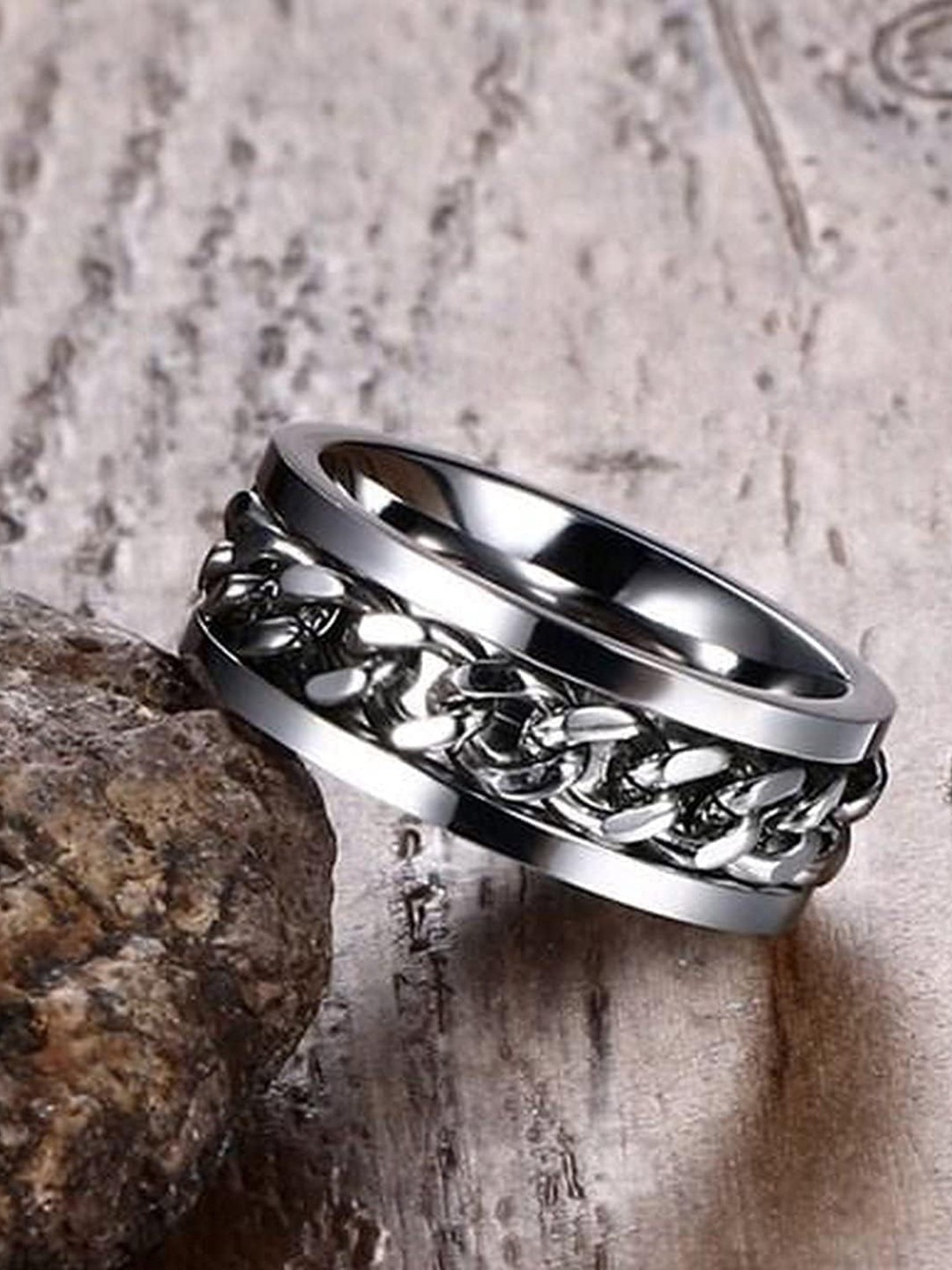MEENAZ Men Silver-Plated Chain Designed Finger Ring