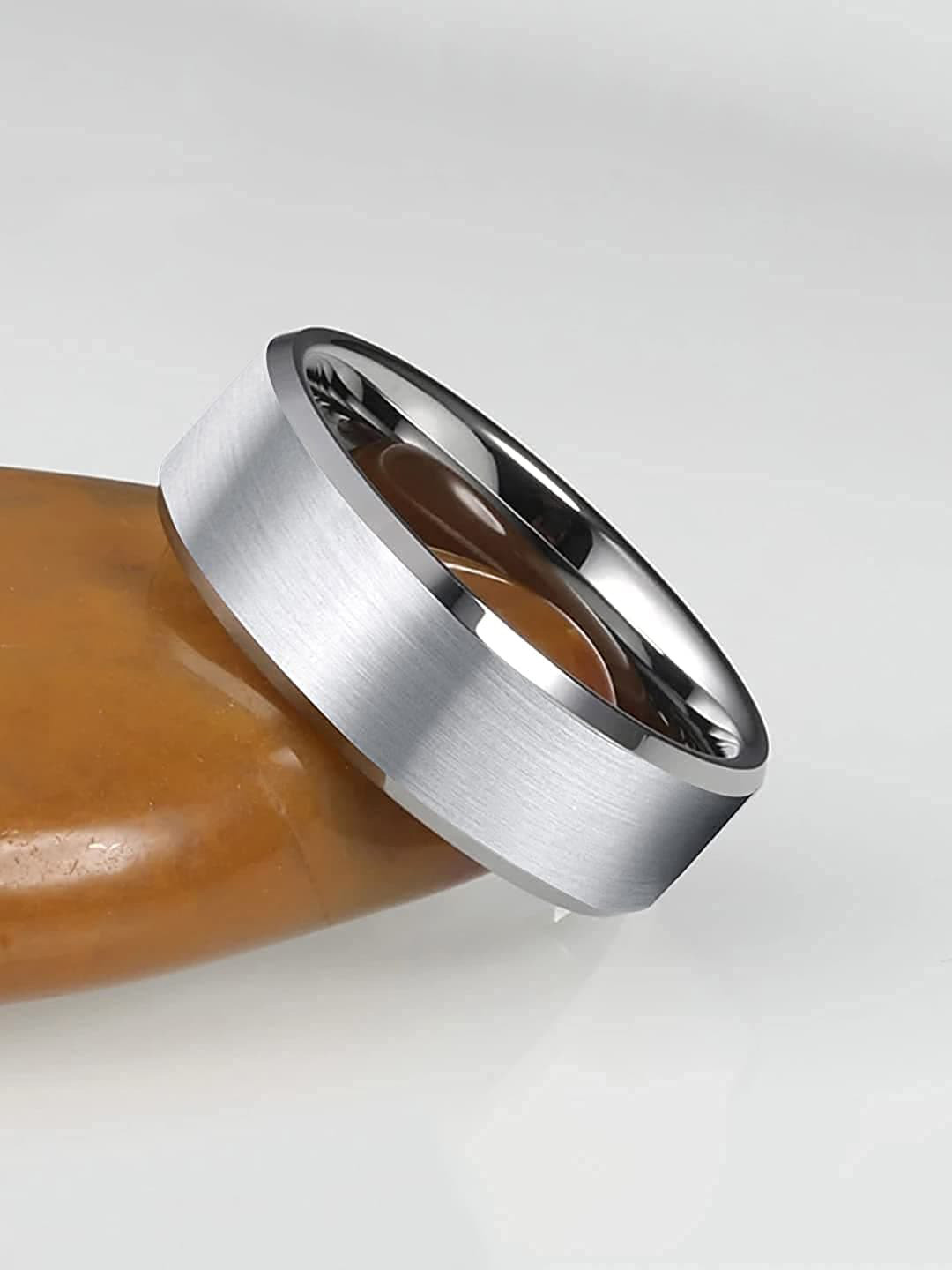 MEENAZ Men Silver-Plated Band Designed Stainless Steel Finger Ring