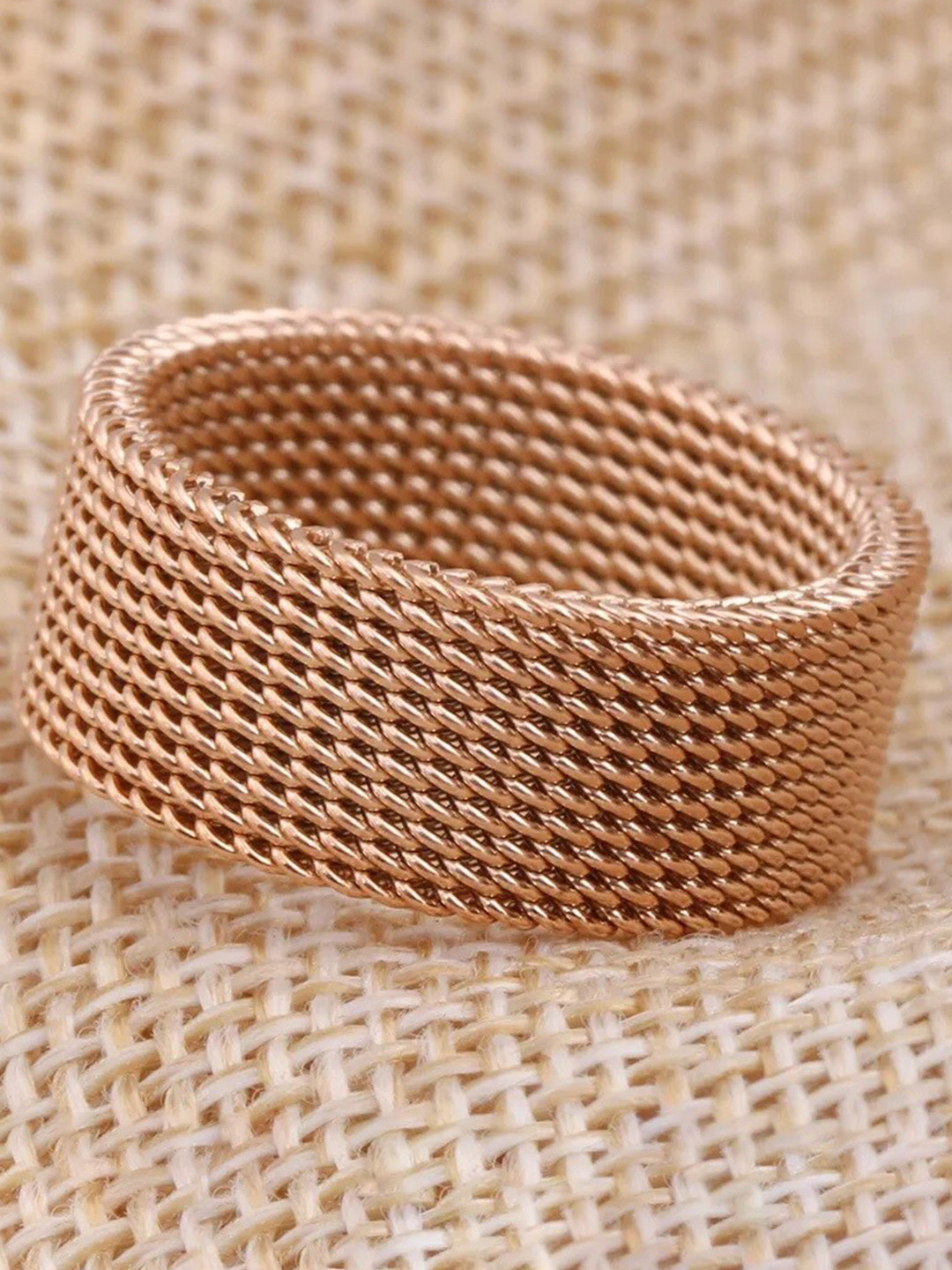 MEENAZ Men IP Gold-Plated Mirror Polished 316L Stainless Steel Finger Ring