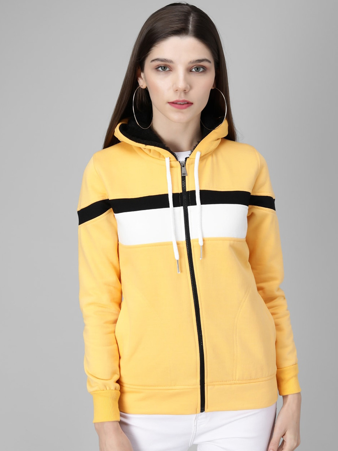 BAESD Striped Hooded Fleece Bomber Jacket