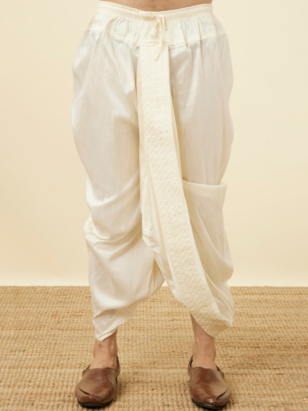 Manyavar Men Mid-Rise Art Silk Dhoti