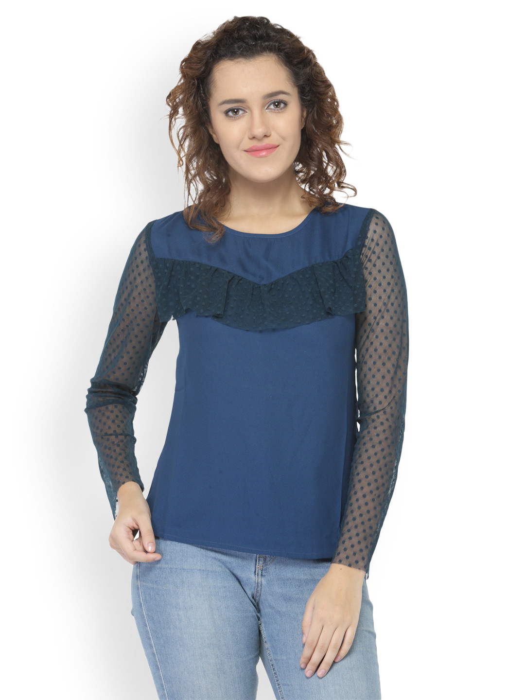 Oxolloxo Women Blue Sheer Top