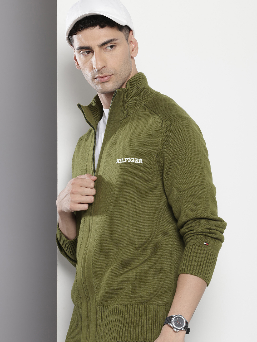 Tommy Hilfiger Mock Collar Pure Cotton Sweaters
