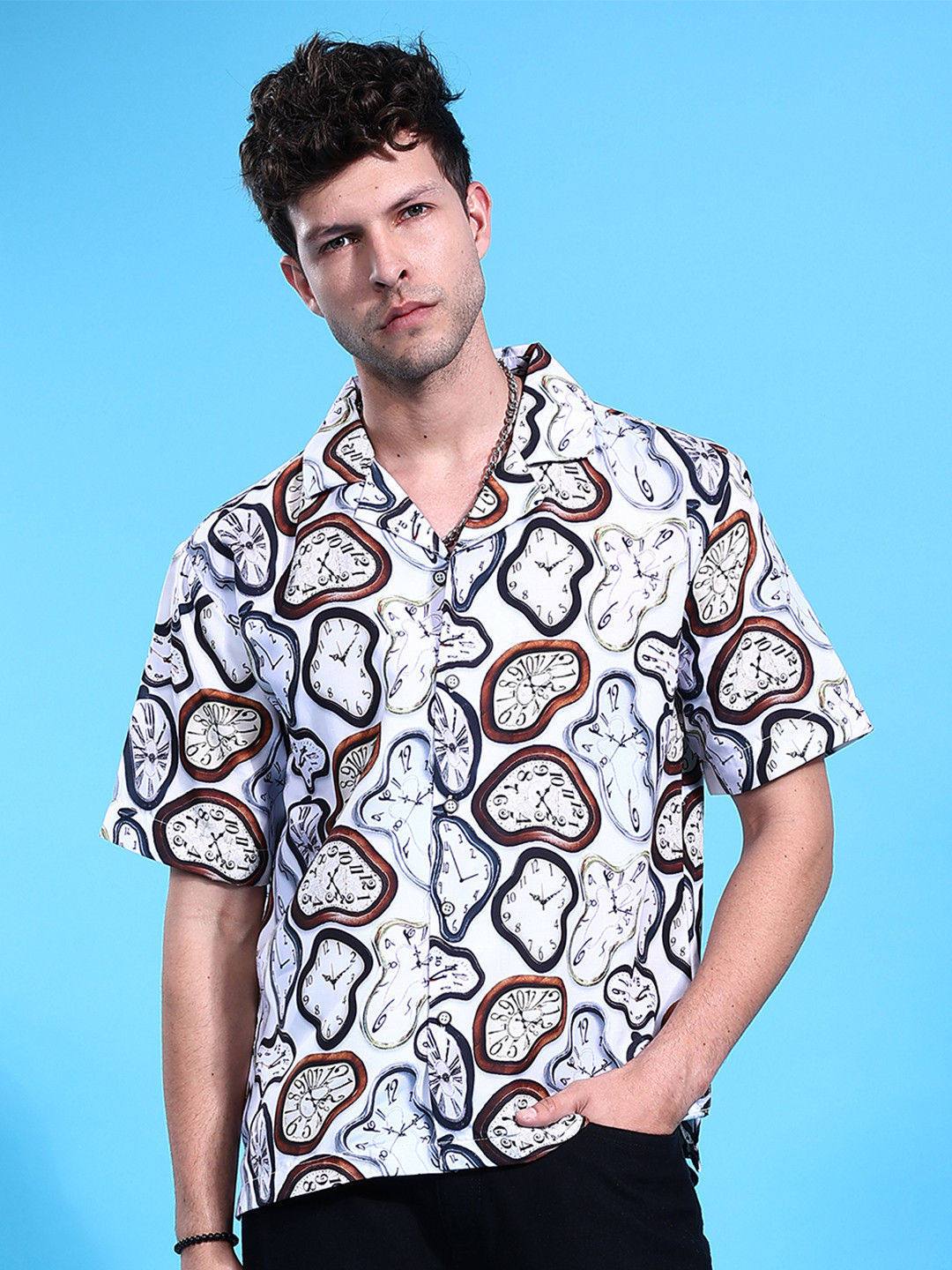 The Indian Garage Co Men Oversized Vintage Printed Resortwear Shirt