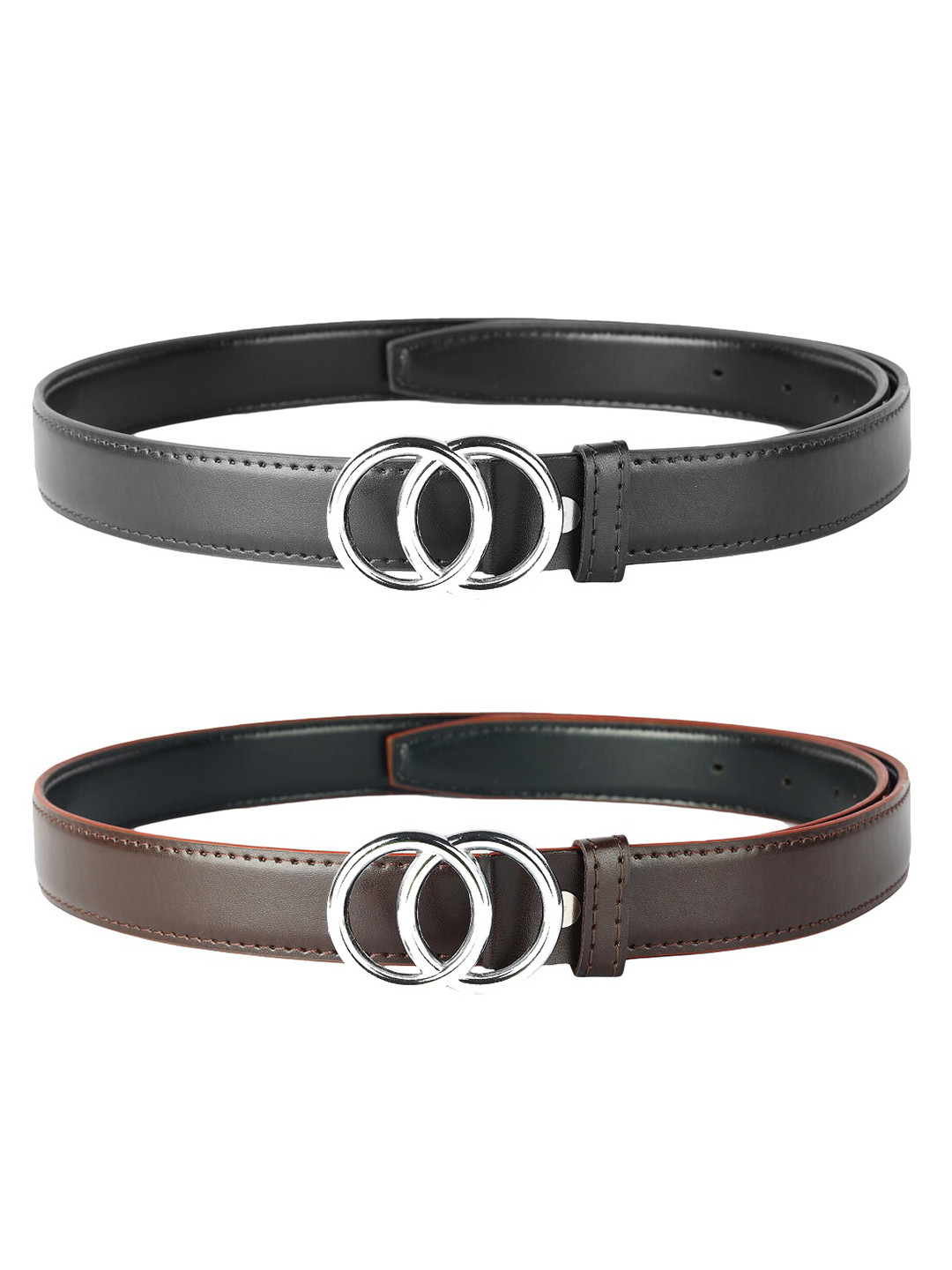 ZEVORA Women Pack Of 2 Leather Belt