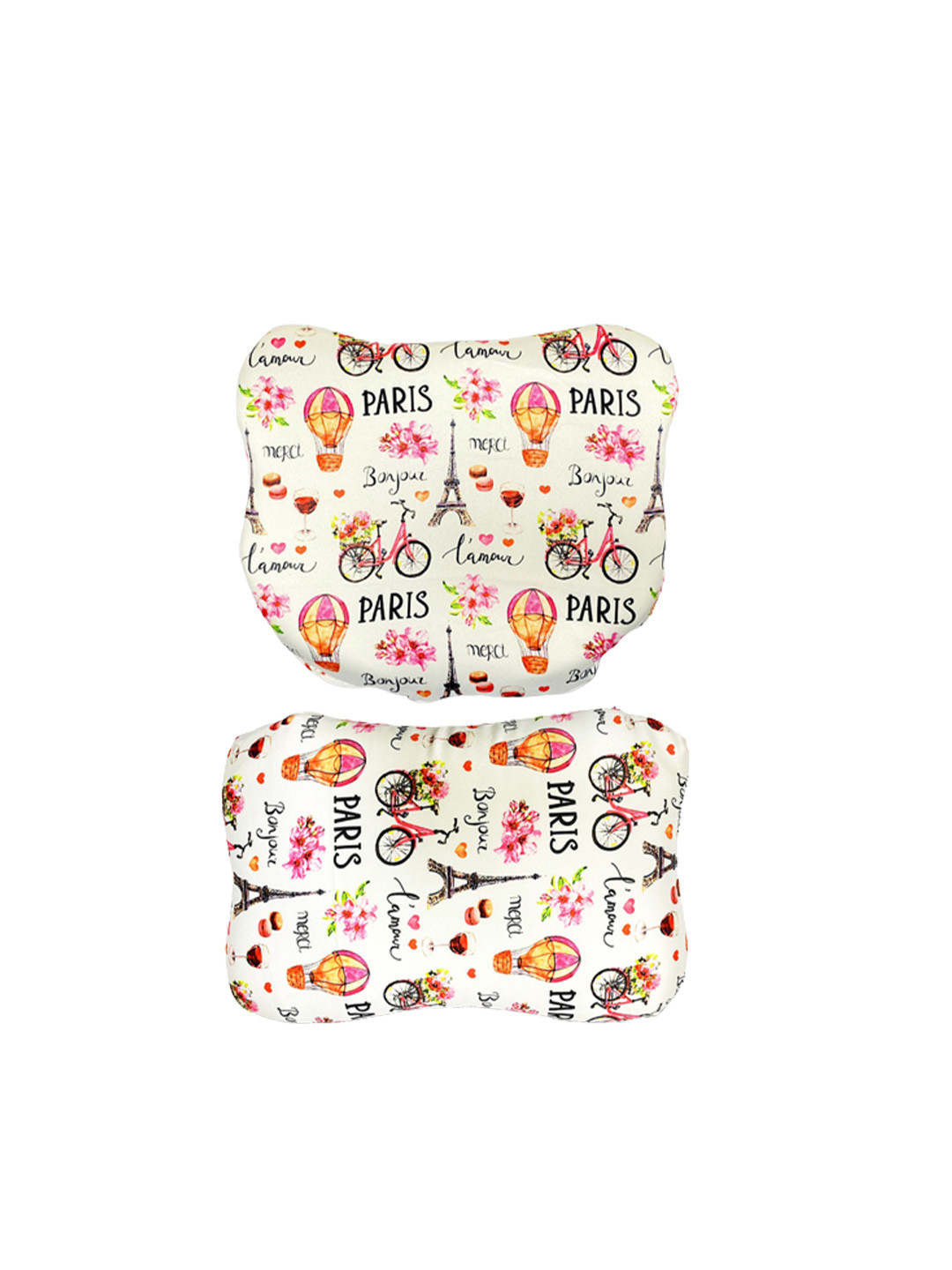 Sleepsia Paris Combo White Graphic Cotton Adjustable Set of 2 Medium Memory Foam Sleep Pillow-4.3 x 4.3 x 22 cm