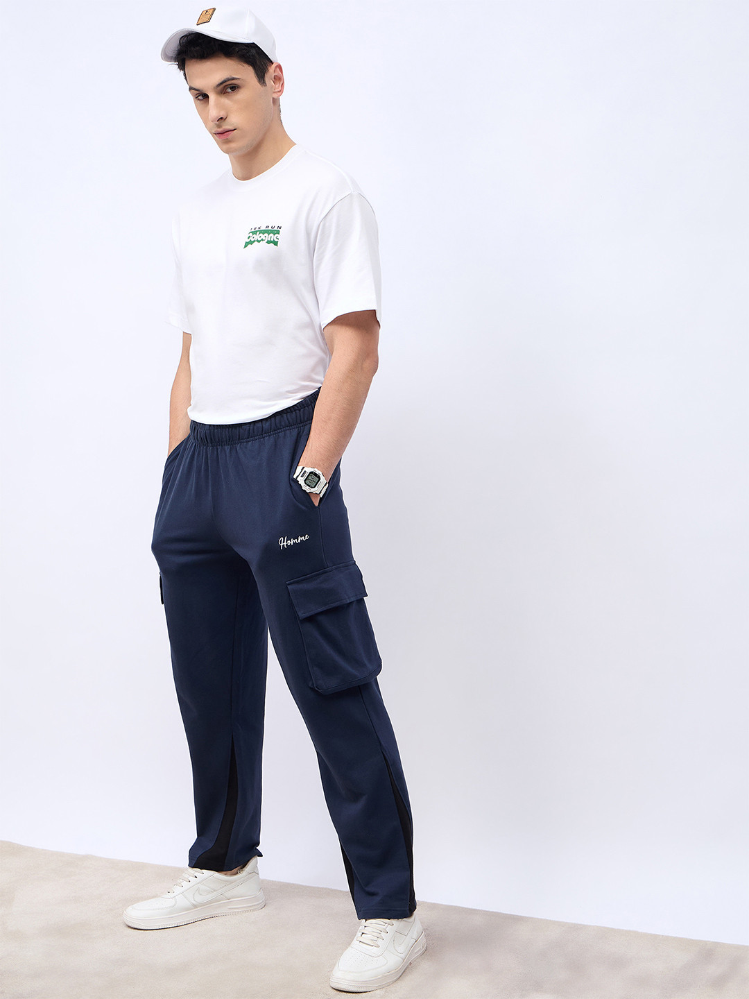 Styli Men Relaxed Fit Open Hem Cargo Jogger