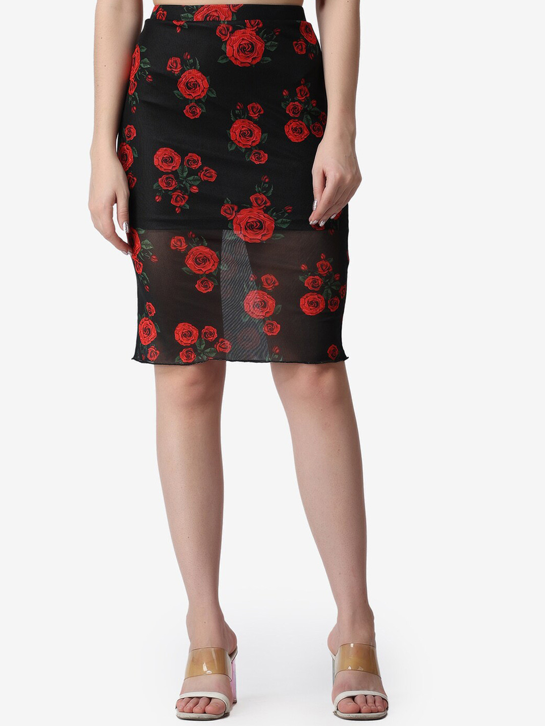 Popwings Floral Printed Pencil Skirt