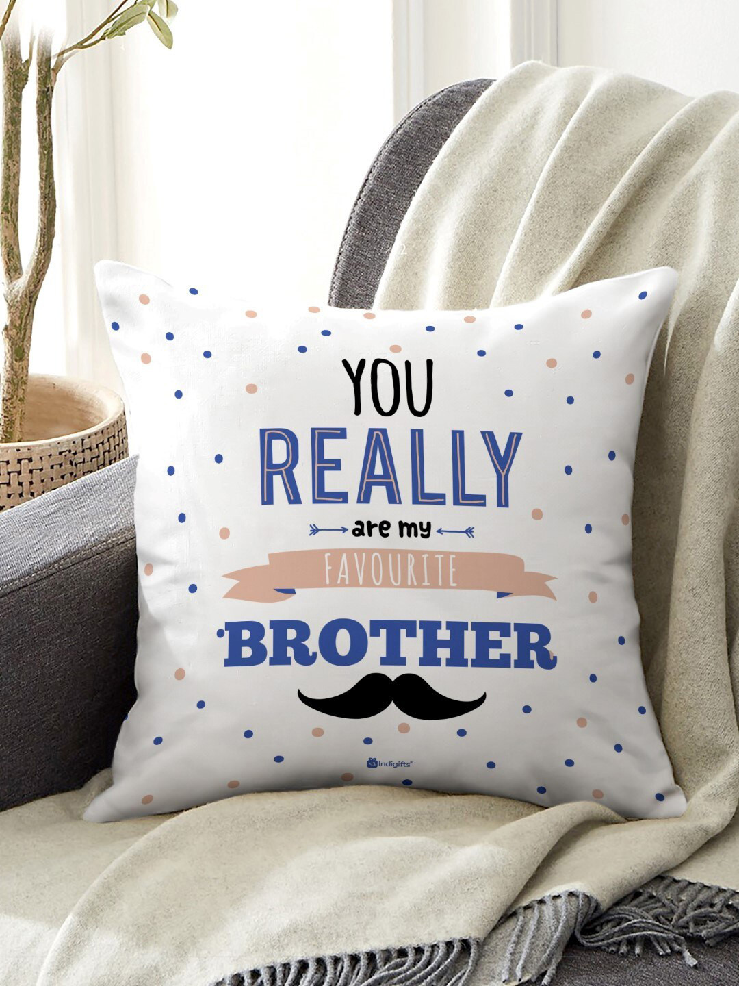 Indigifts White Brother Quote  Printed Cushion With Filler