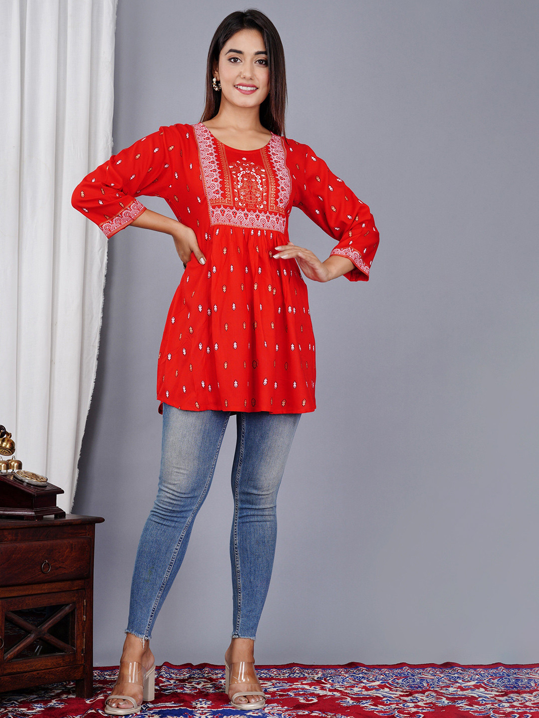 SkyaSia Ethnic Motifs Printed Anarkali Kurti