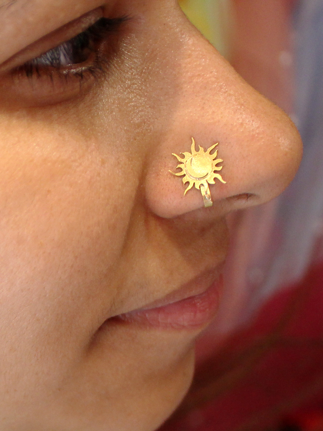 Goldnera Sun & Moon Designed Brass Cuffed Nosepin