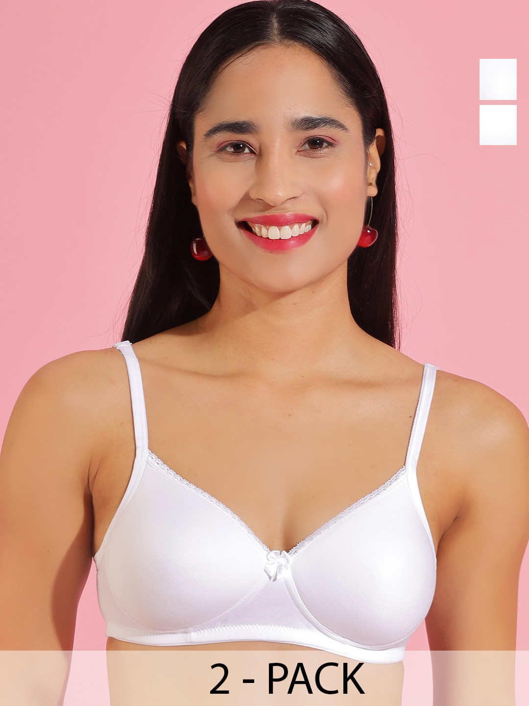 Dollar Missy Pack of 2 Women Cotton Wire-Free Full Coverage Padded Bra DTS-2052-R3-WHT-PO2