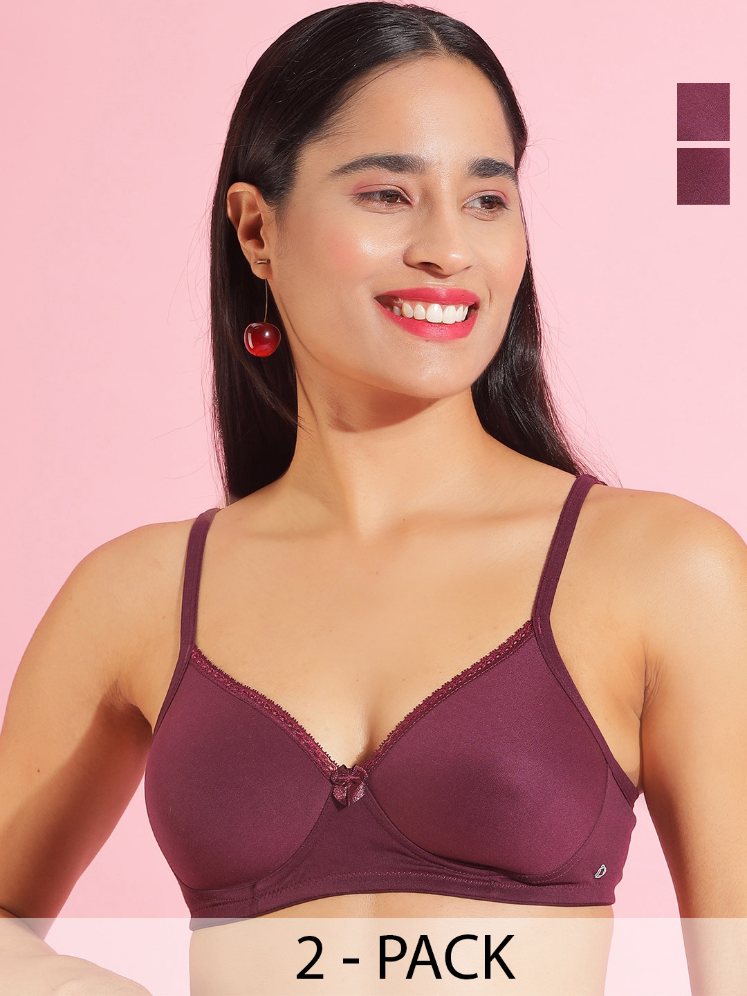 Dollar Missy Pack of 2 Cotton Wire-Free Full Coverage Padded Bras DTS-2052-R3-PRP-PO2