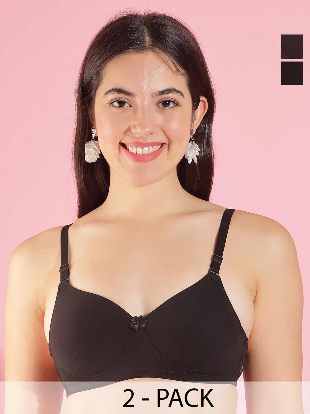 Dollar Missy Full Coverage Heavily Padded Anti Microbial Cotton Bra DTS-2053-R3-BLK-PO2
