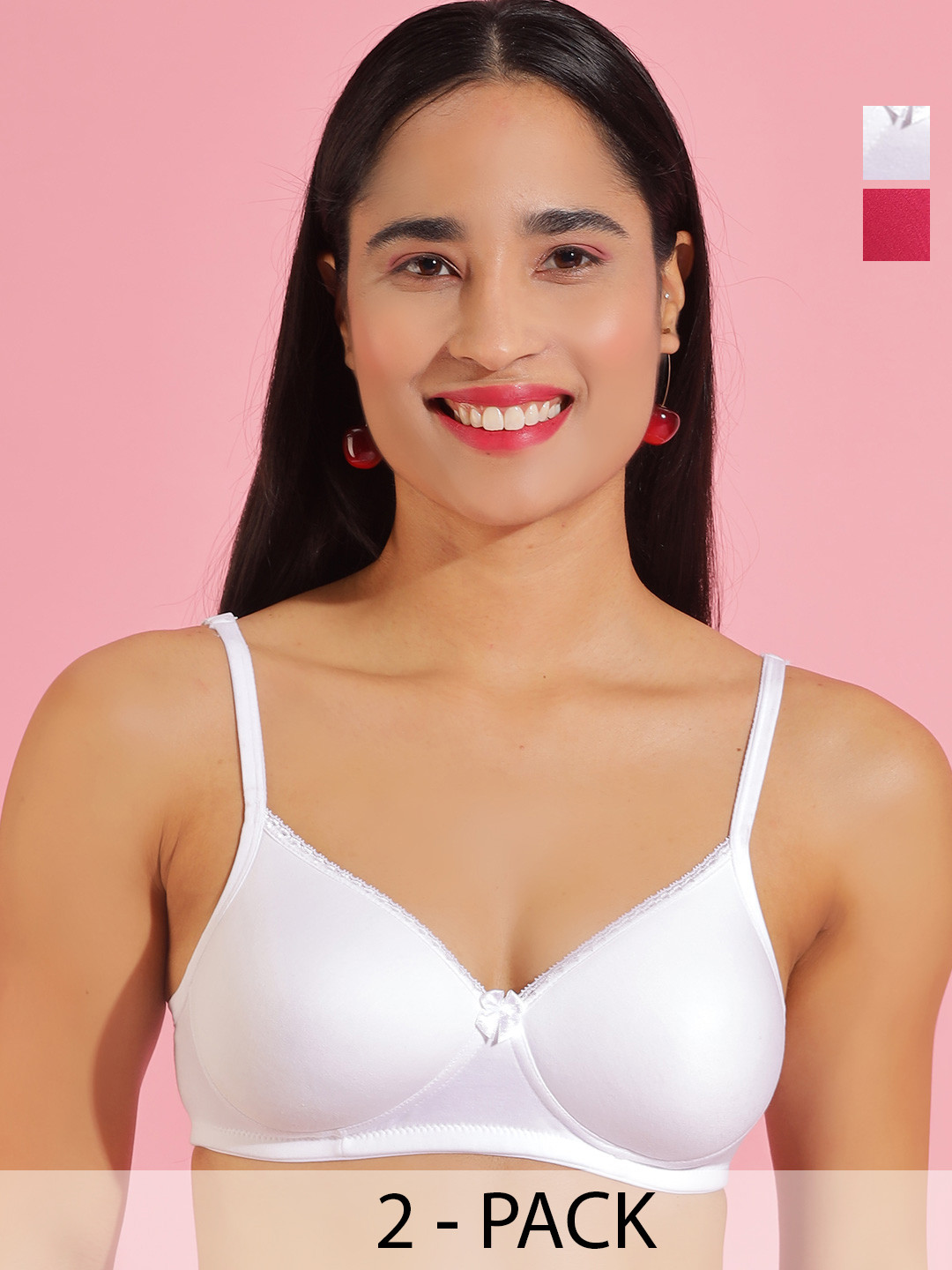 Dollar Missy Pack Of 2 Heavily Padded Anti Microbial Cotton Bra DTS-2052-R3-WHT-CER-PO2