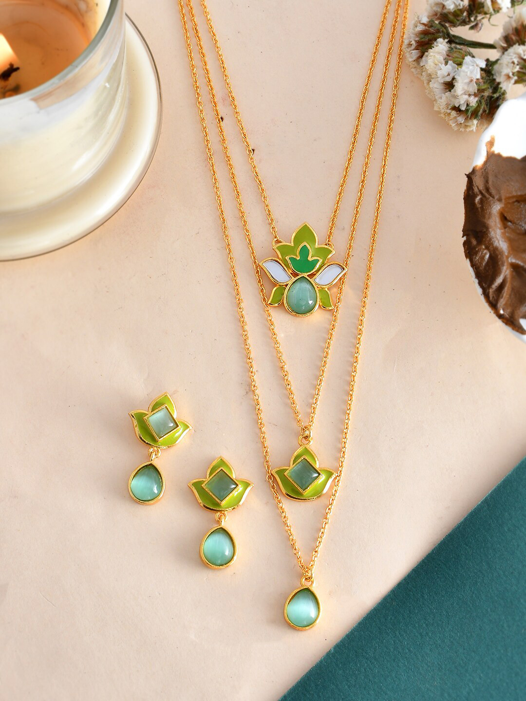 Voylla Rhodium Plated Jewellery Set