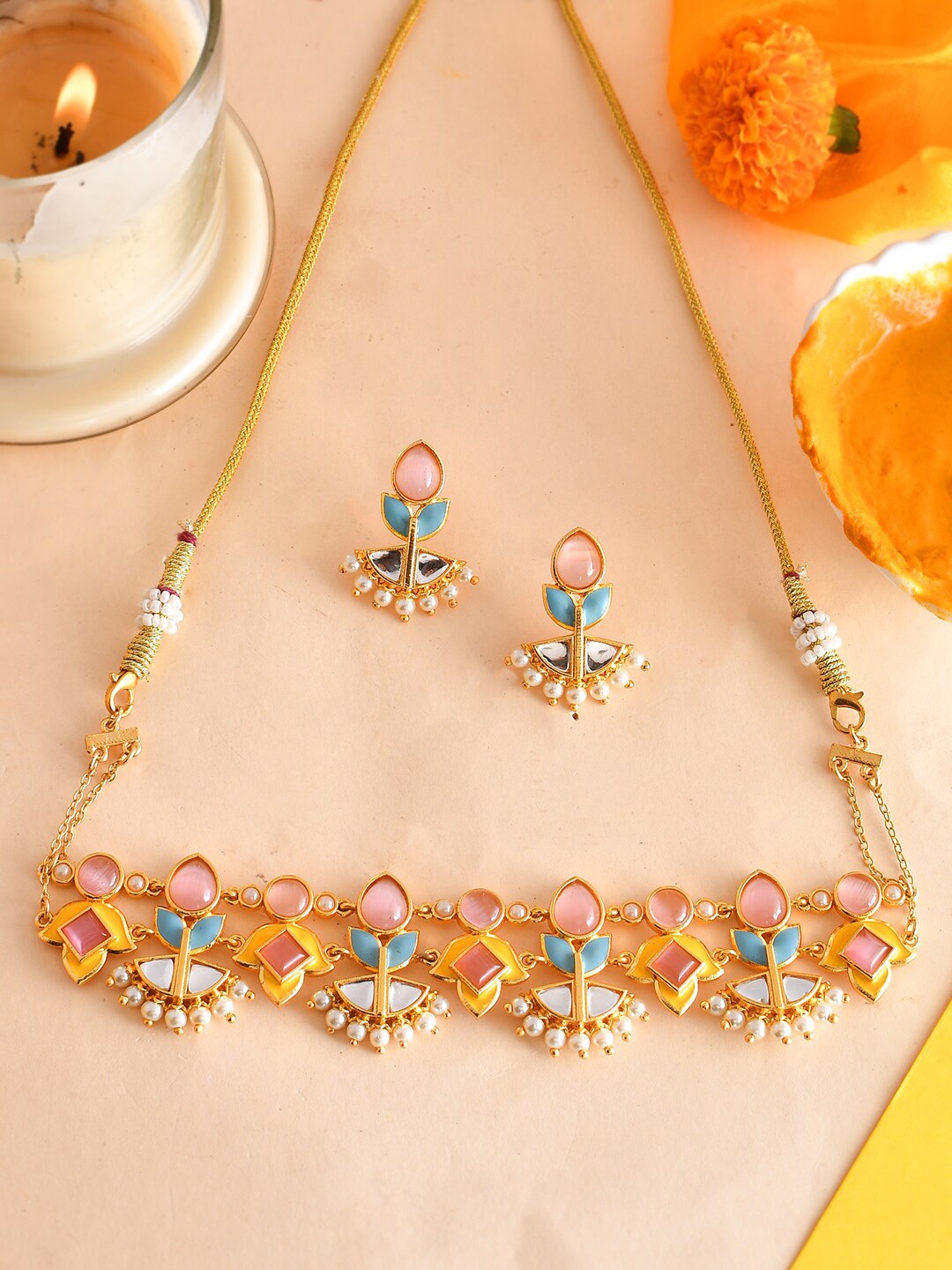 Voylla Gold-Plated CZ Jewellery Set
