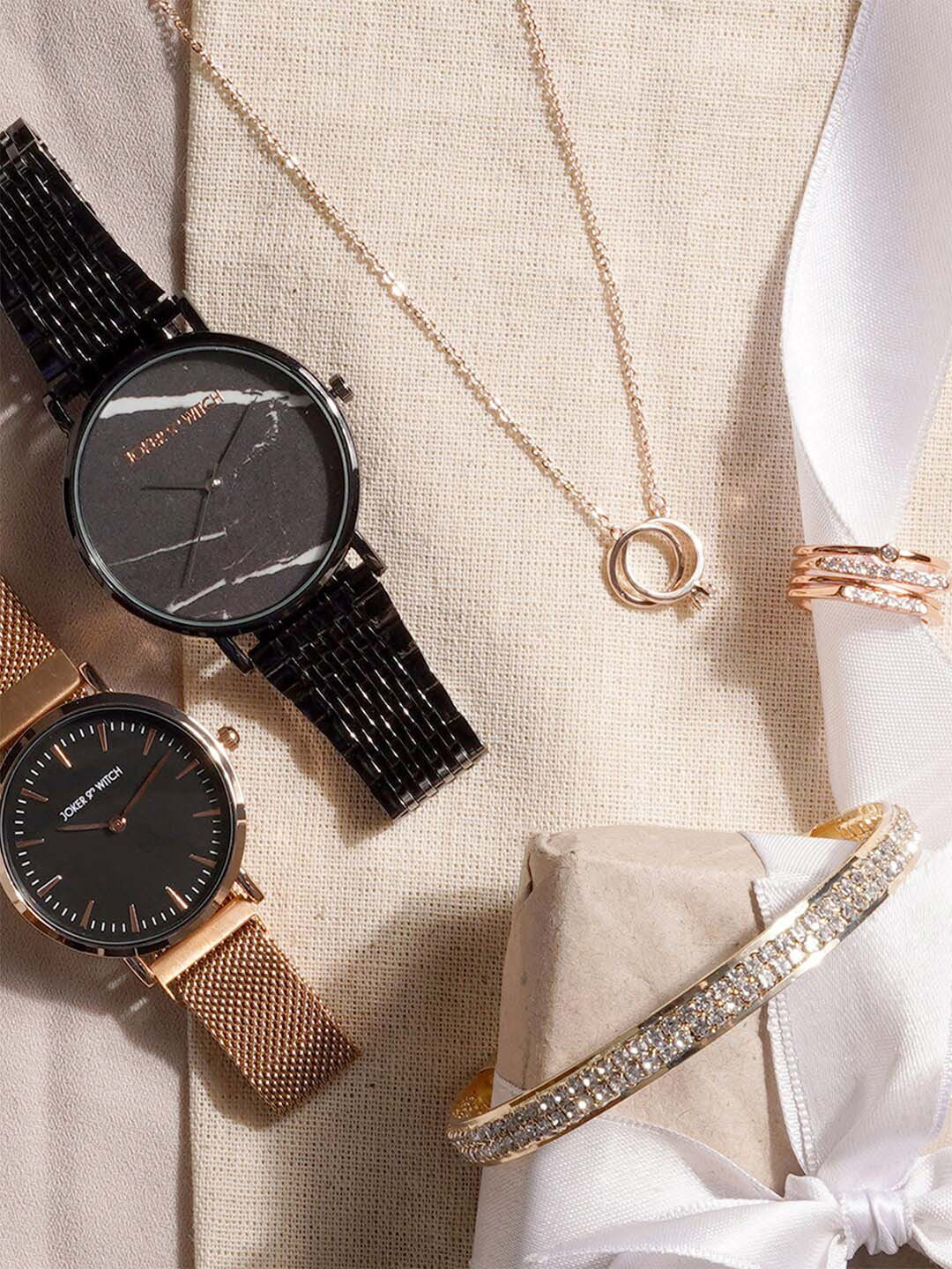 JOKER & WITCH Black Margo Watch & Jewellery Gift Set