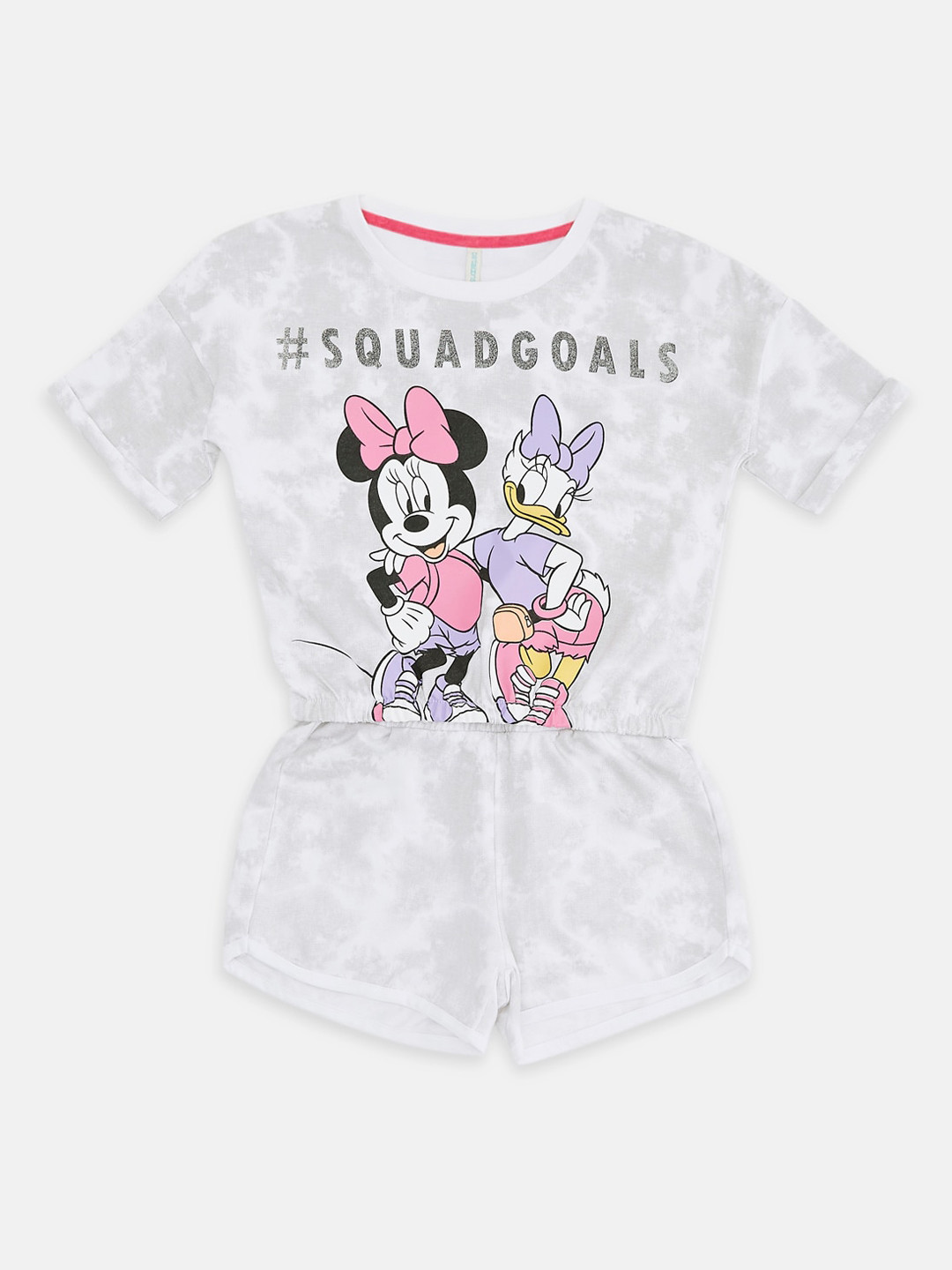 Pantaloons Junior Girls Minnie Mouse & Donald Duck Printed Night suit