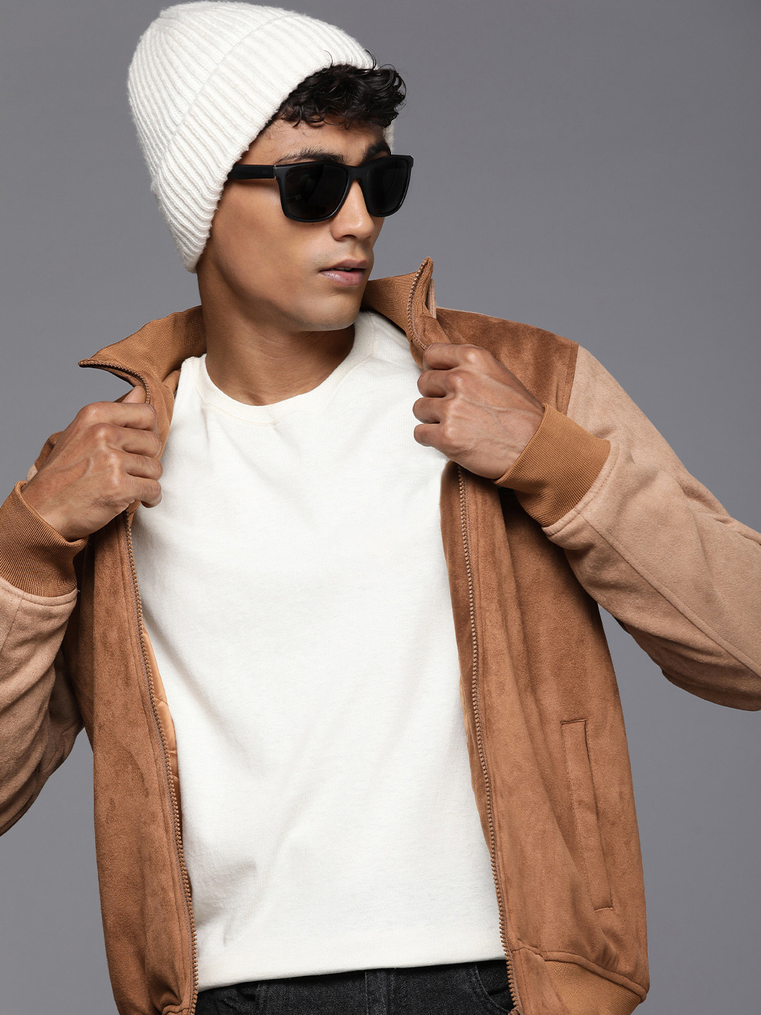 WROGN Solid Slim Fit Bomber Jacket