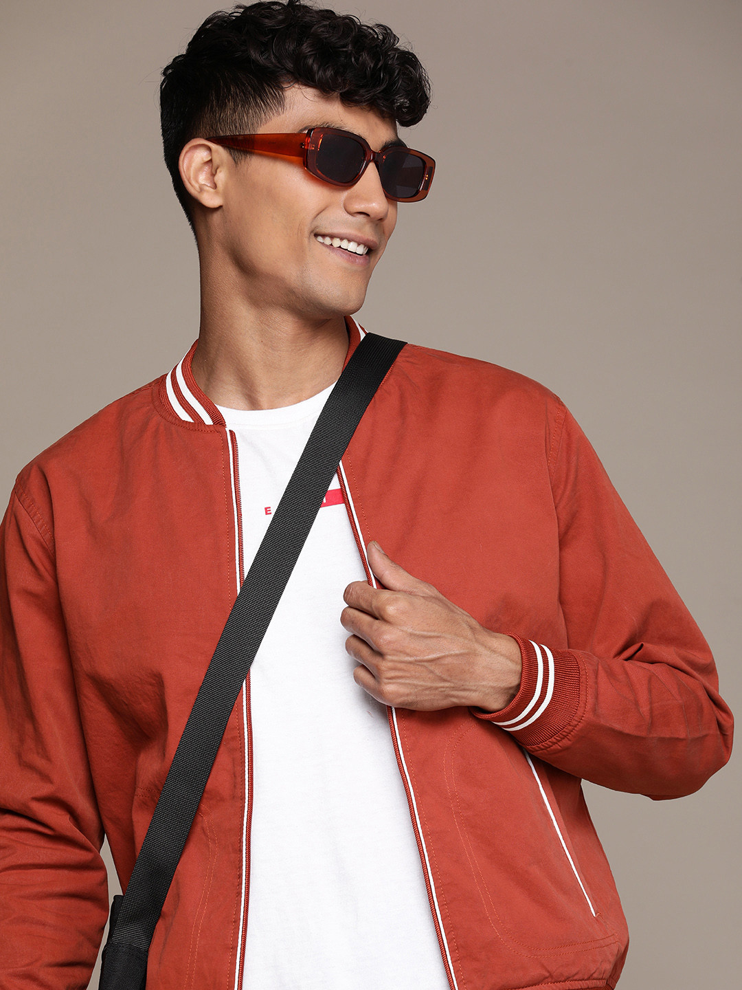 WROGN Slim Fit Stand Collar Bomber Jacket