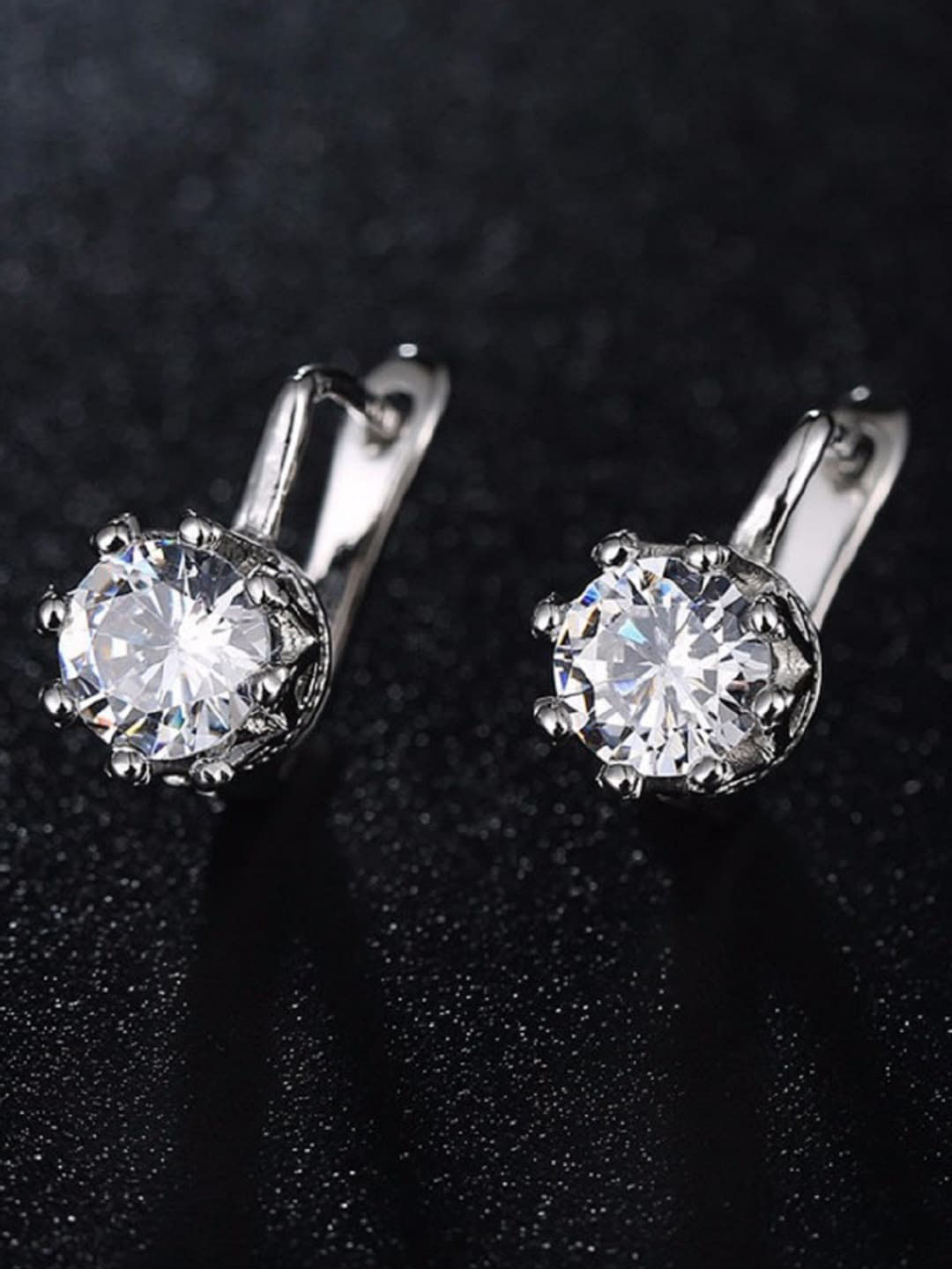 OOMPH Cubic Zirconia Contemporary Studs Earrings