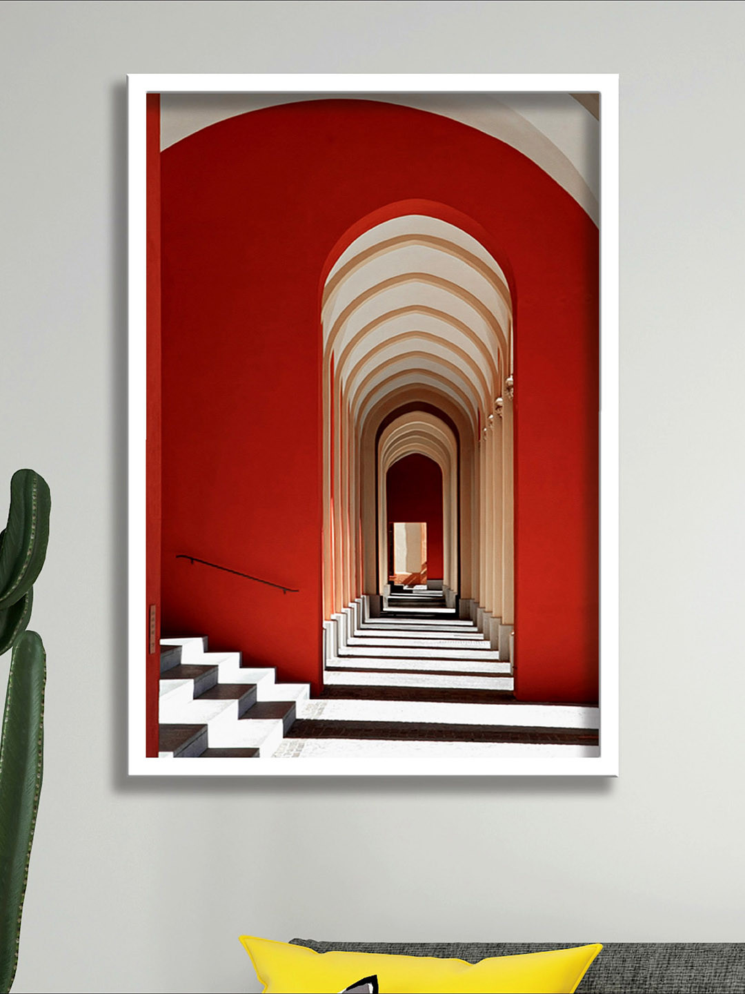 SAF Red & Brown Modern Art-Painted Framed Wall Art