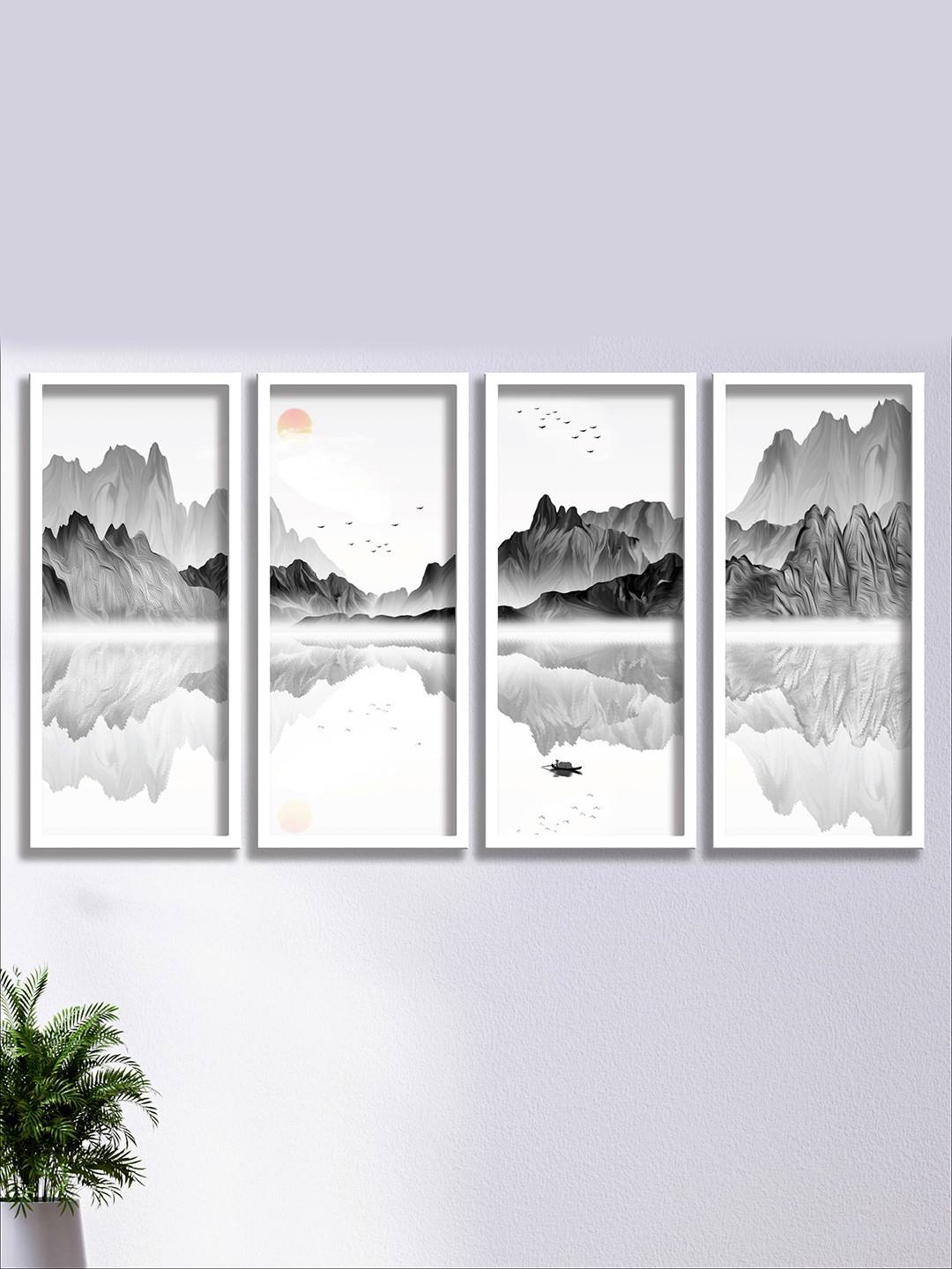 SAF Paper 4 Piece Wall Rectangle Paintings Wall Art - 30 x 16 In