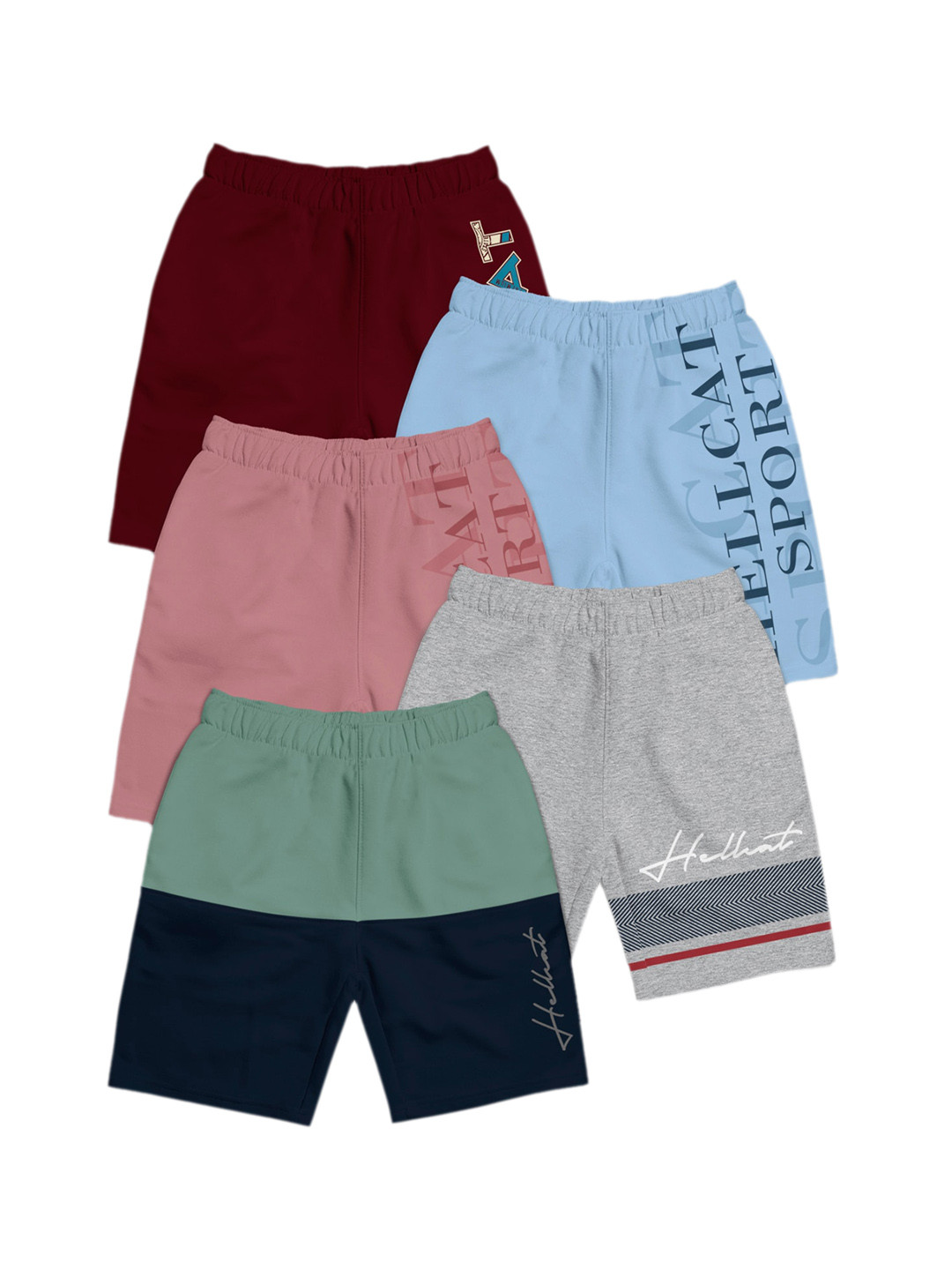 HELLCAT Girls Pack Of 5 Mid Rise Shorts