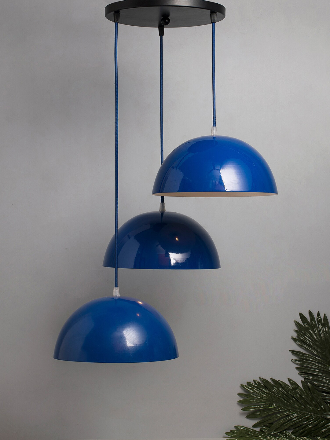 Homesake Blue & Black 3-Lights Round Cluster Chandelier Pendant Ceiling Lamp