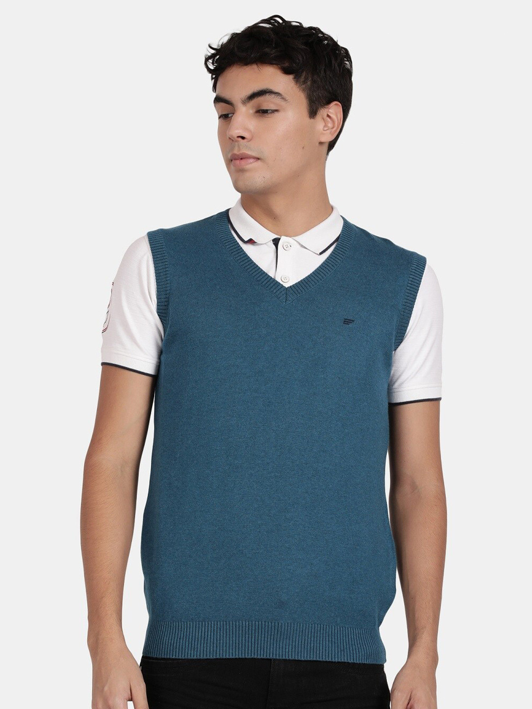 t-base V-Neck Ribbed Cotton Sweater Vest