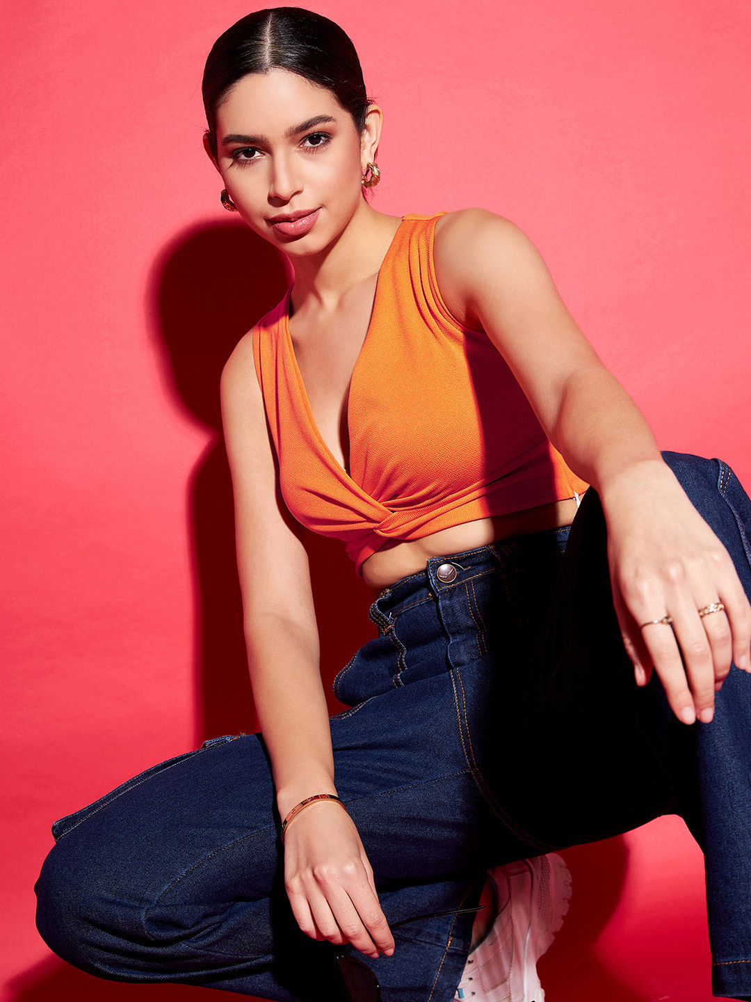 Uptownie Lite V-Neck Twisted Sleeveless Crop Top