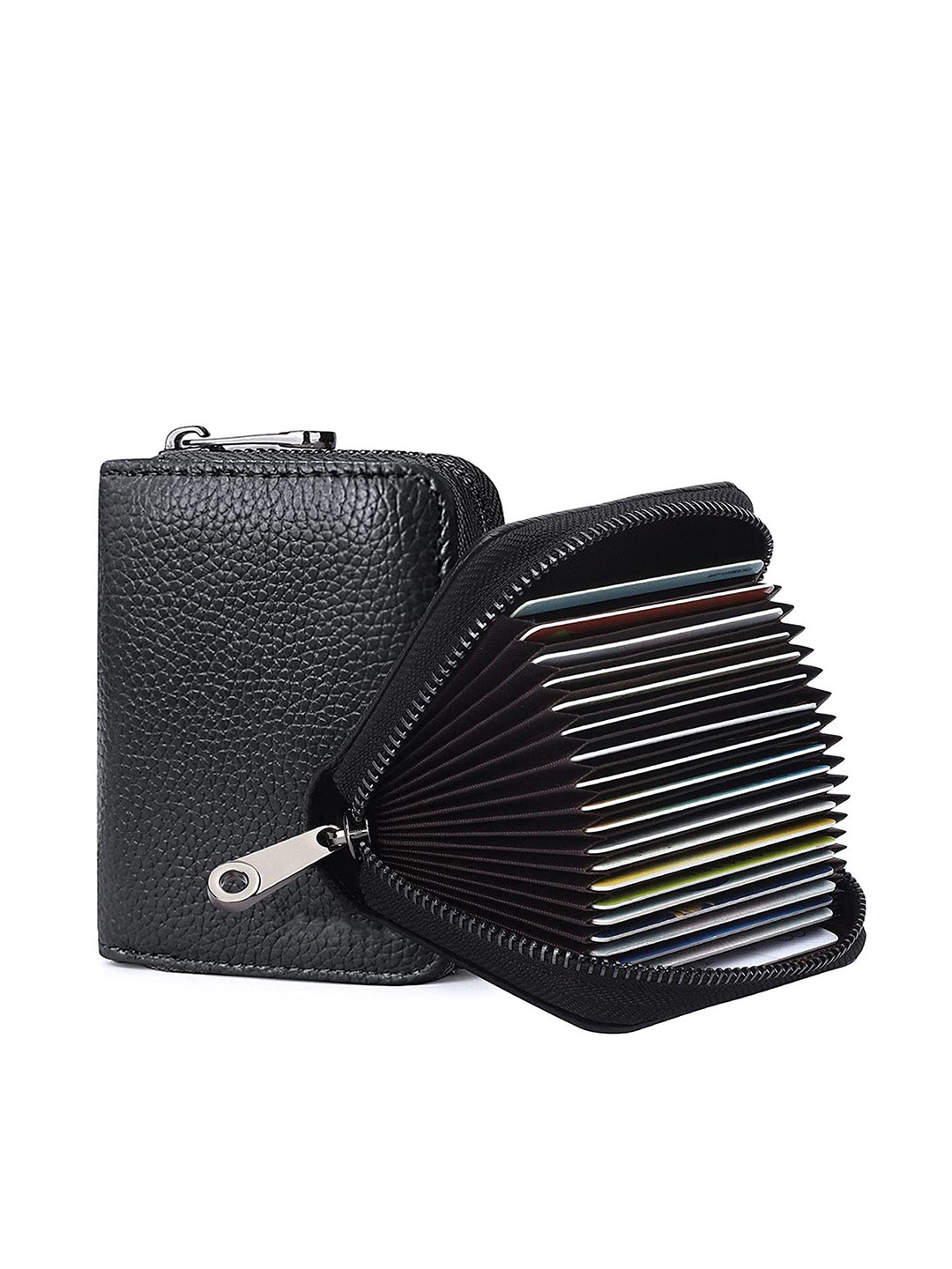 CONTACTS RFID Blocked Textured Short Leather Card Holder