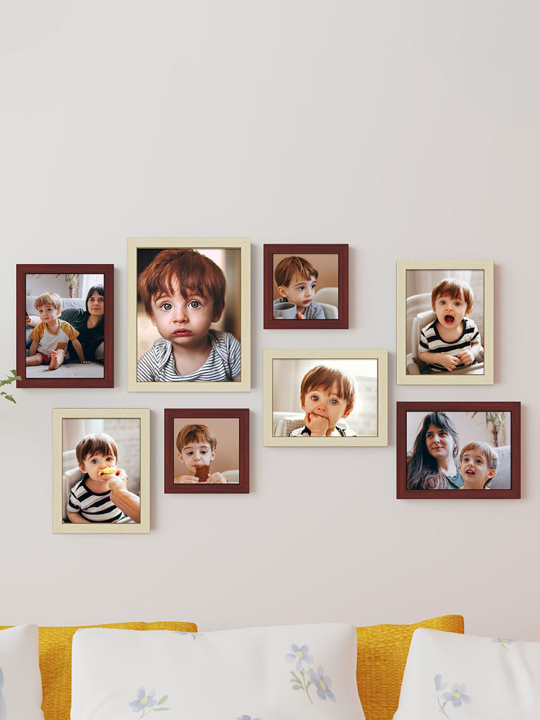Art Street 8-Pcs Brown & Beige Wooden Photo Frames