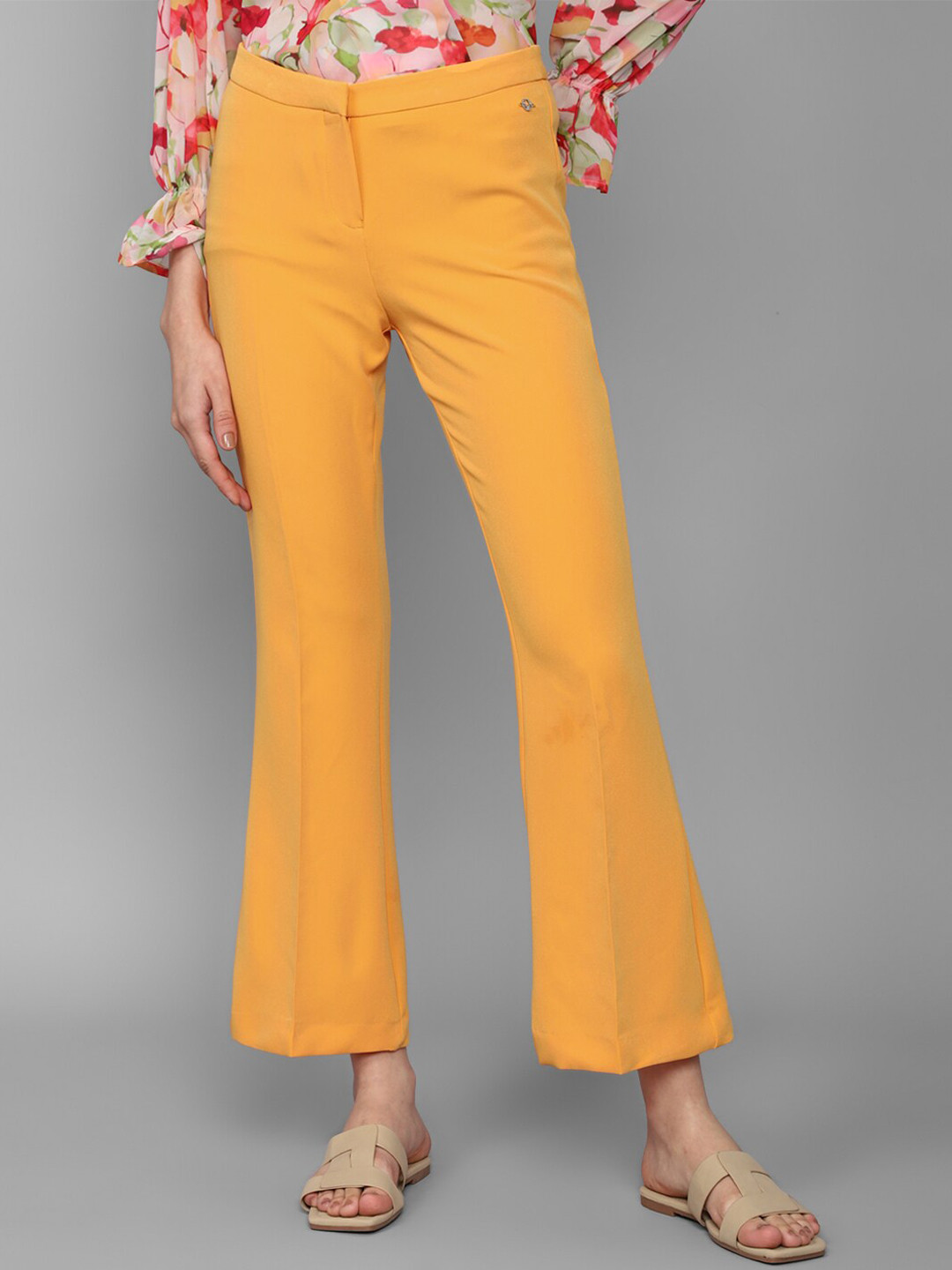 Allen Solly Woman Mid-Rise Bootcut Wide Leg Trousers