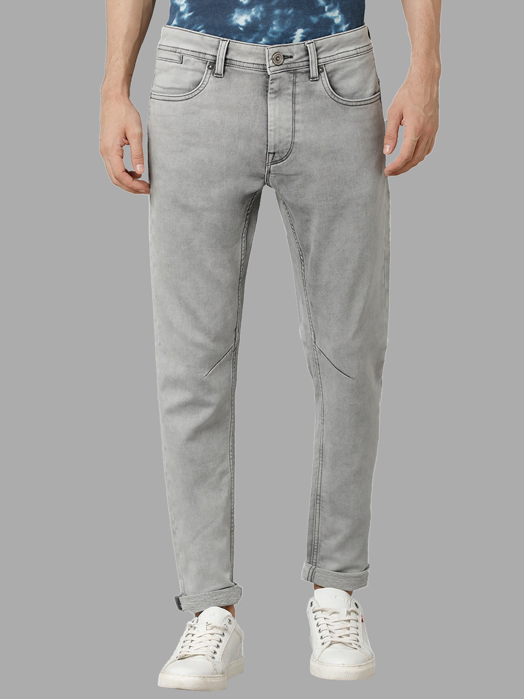 Voi Jeans Slim Fit Mid-Rise Heavy Fade Clean Look Stretchable Jeans