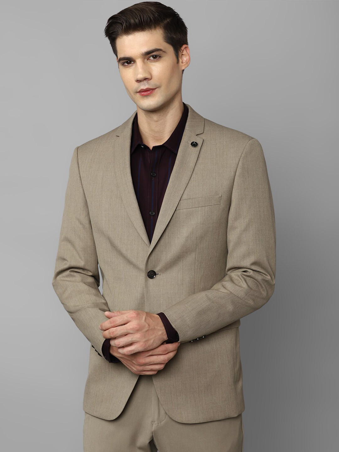Allen Solly Textured Slim-Fit Single-Breasted Formal Blazer