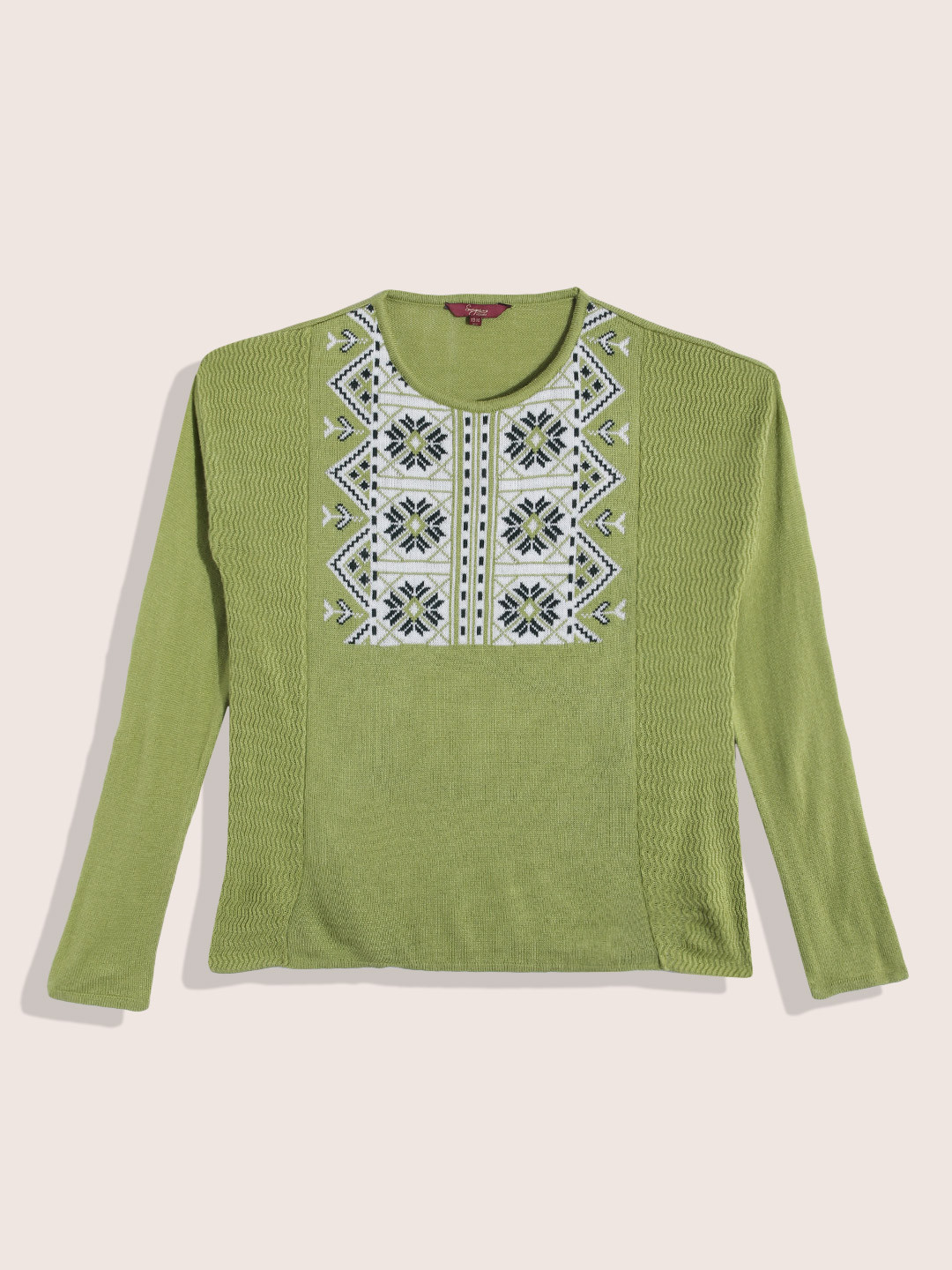 Sangria Teen Girls Floral Self Design Woolen Top