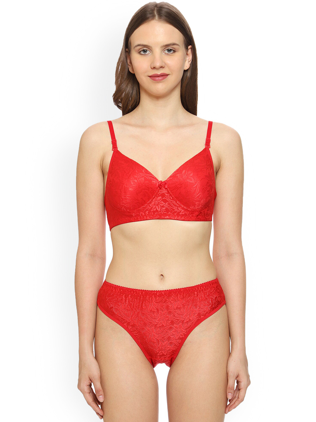 Keviv Self Design Lingerie Set BP01-RED-32