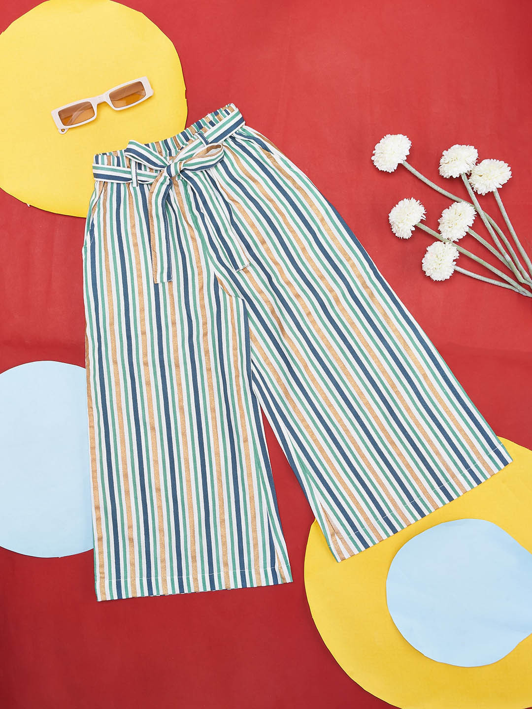 AKKRITI BY PANTALOONS Girls Striped Flared Parallel Trousers